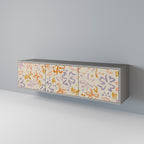 SPRING WHIMSY 3-Door TV Stand in Grey Finish