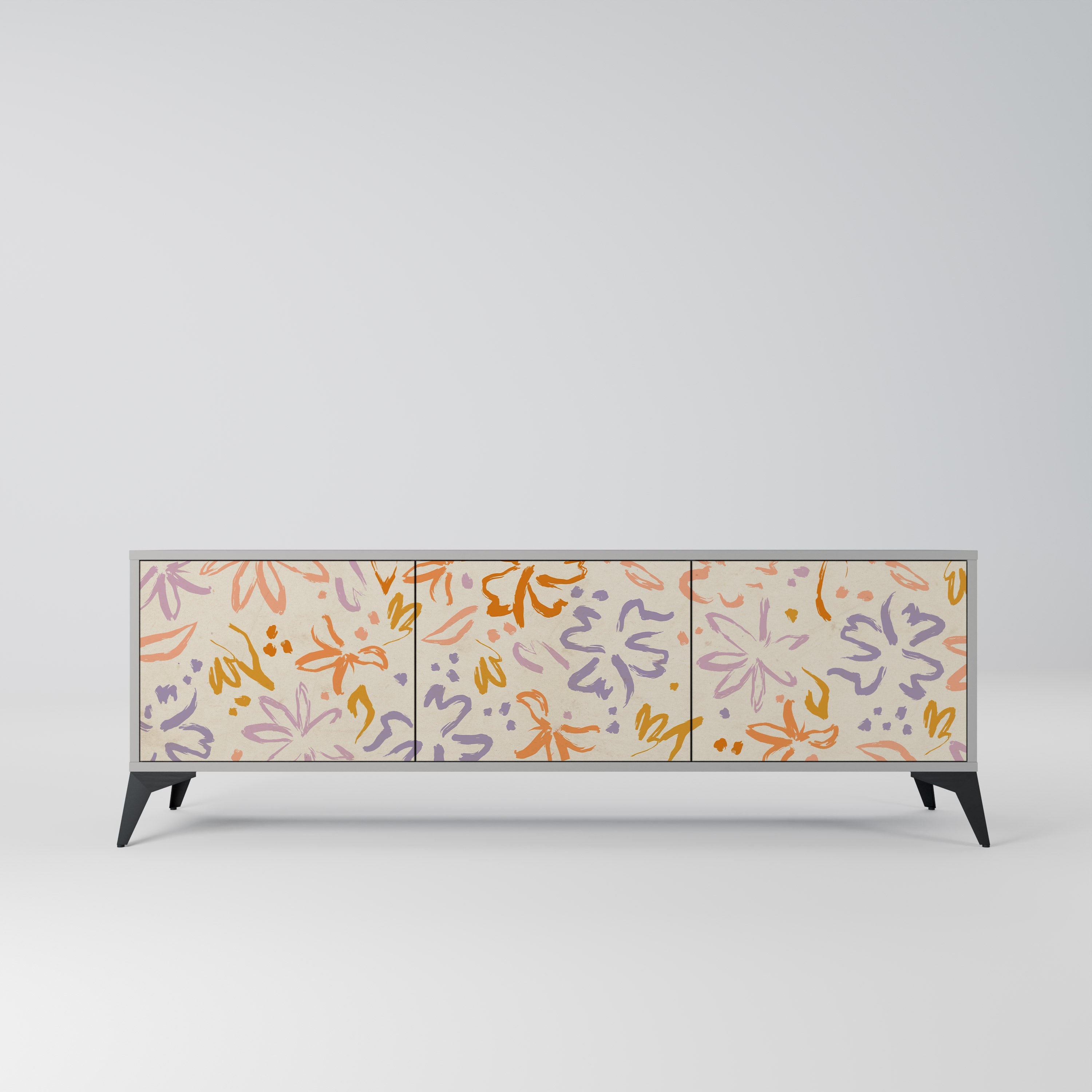 SPRING WHIMSY Móvel de TV com 3 Portas em Acabamento Cinzento