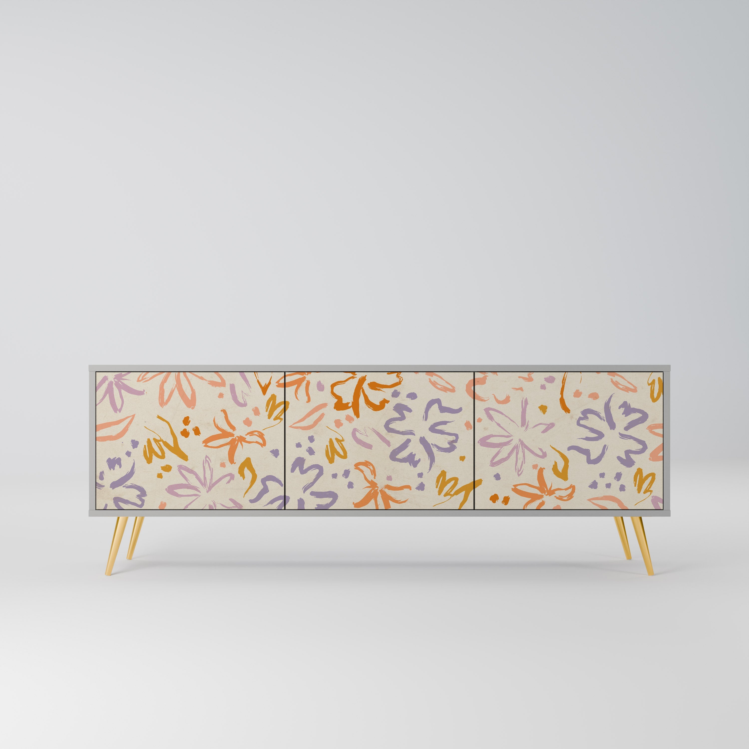 SPRING WHIMSY Móvel de TV com 3 Portas em Acabamento Cinzento