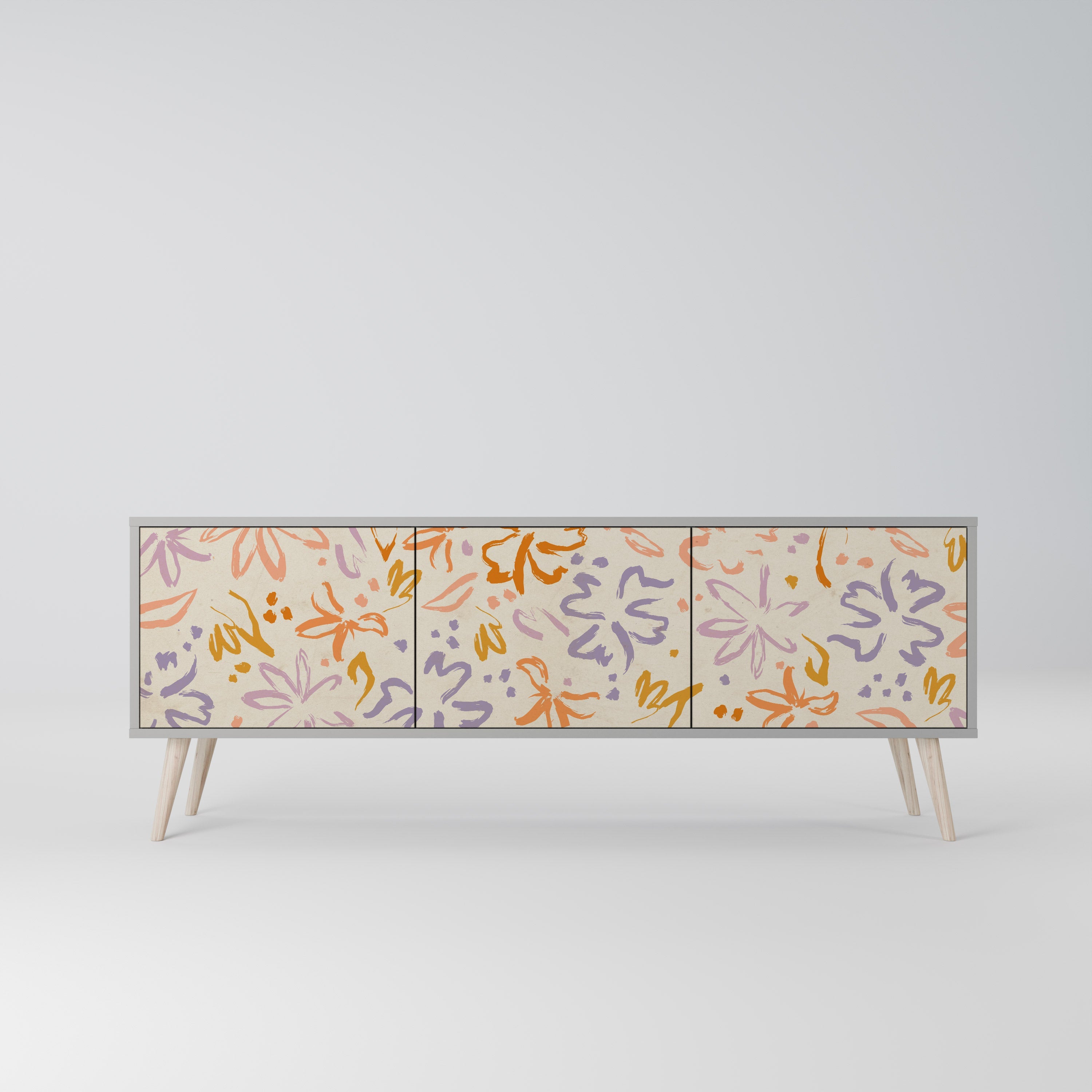 SPRING WHIMSY Móvel de TV com 3 Portas em Acabamento Cinzento