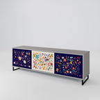 FLORAL COMBINATION Móvel de TV com 3 Portas em Acabamento Cinzento