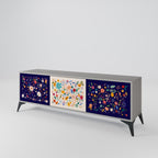 FLORAL COMBINATION Móvel de TV com 3 Portas em Acabamento Cinzento