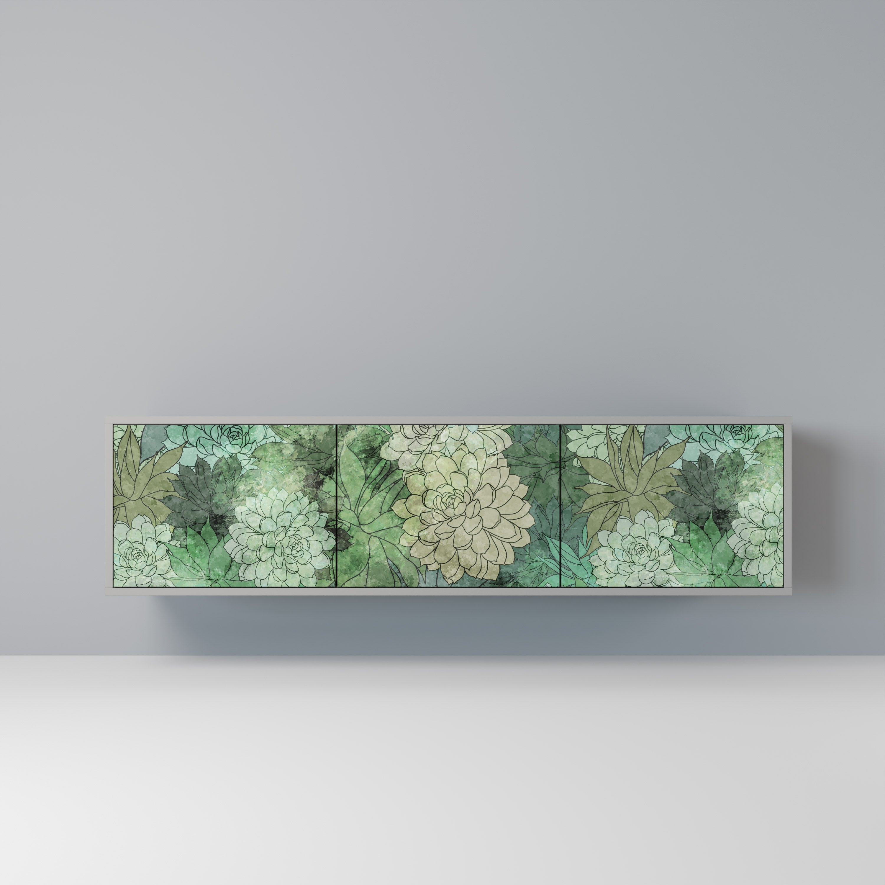 SUCCULENT CLUSTER Móvel de TV com 3 Portas em Acabamento Cinzento