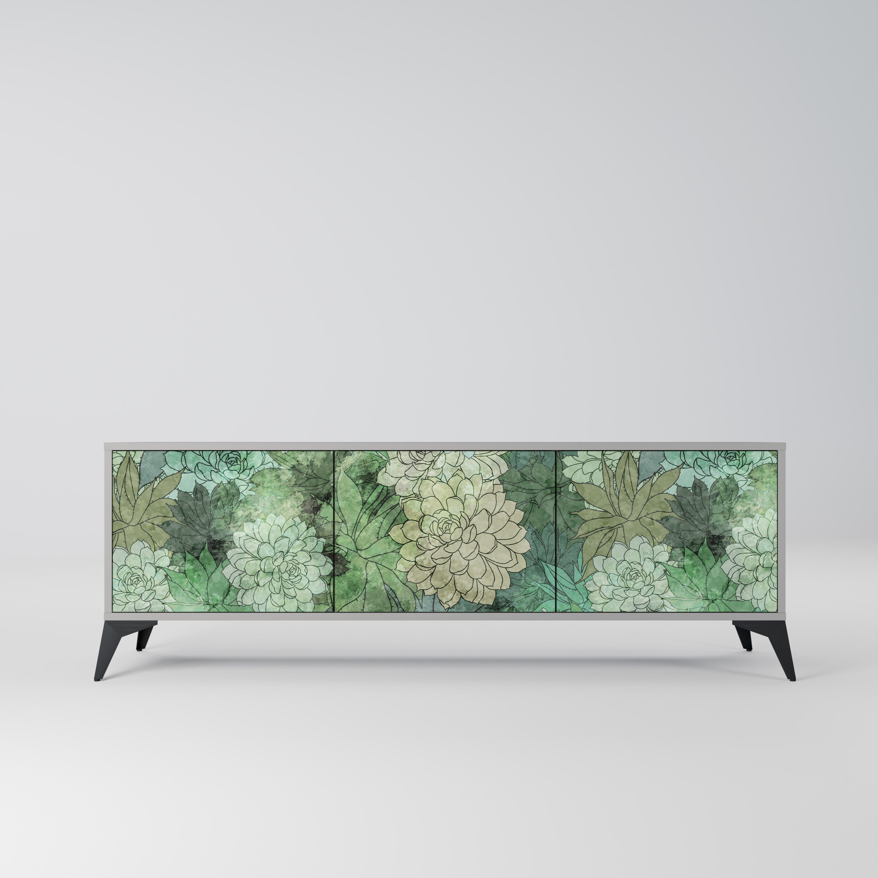 SUCCULENT CLUSTER Móvel de TV com 3 Portas em Acabamento Cinzento