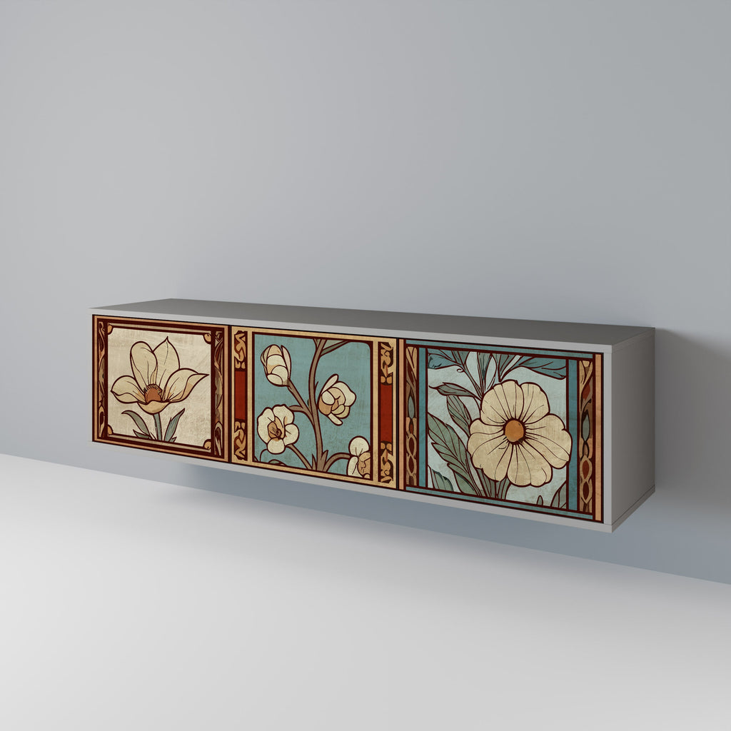 TIMELESS FLORA Móvel de TV com 3 Portas em Acabamento Cinzento