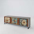 TIMELESS FLORA Móvel de TV com 3 Portas em Acabamento Cinzento