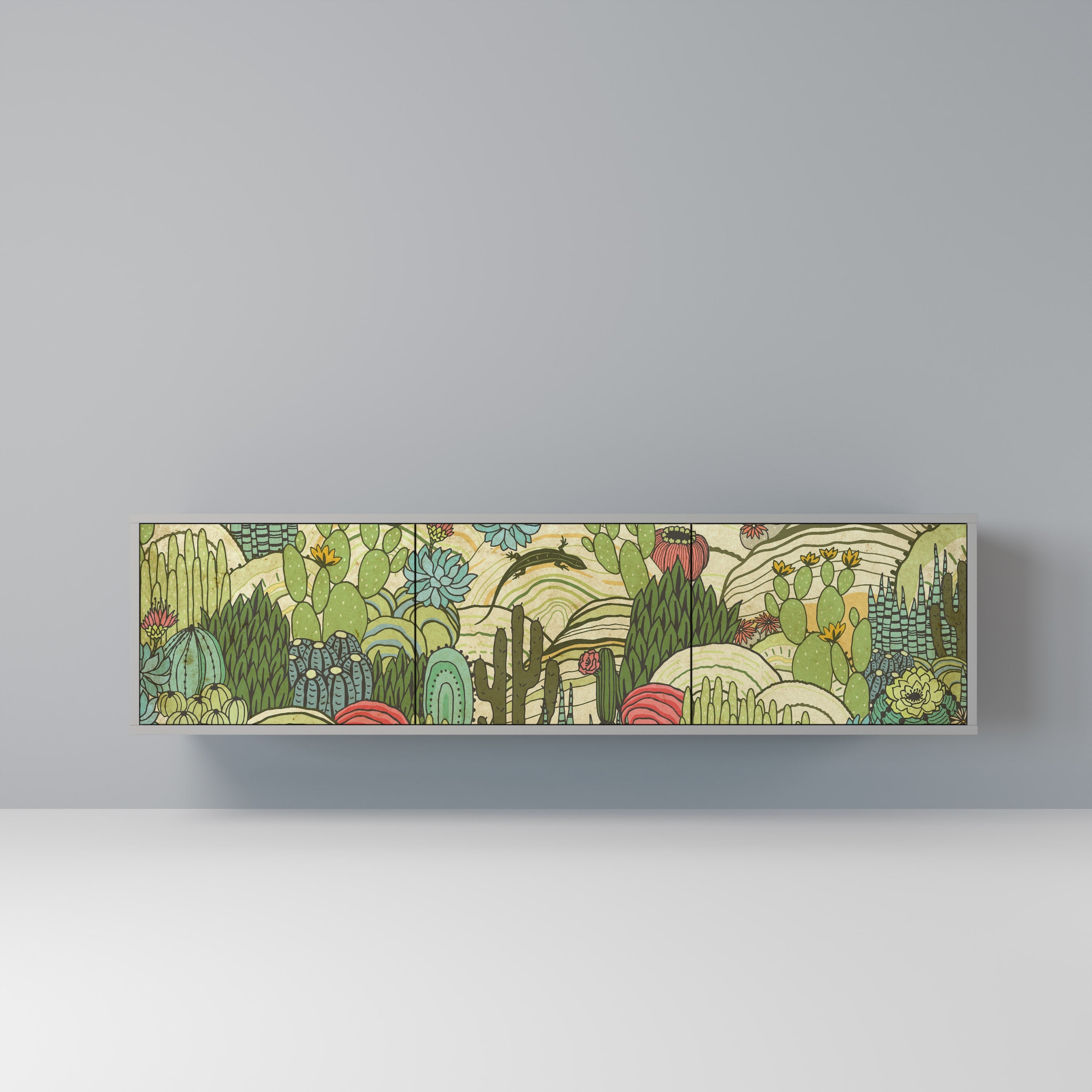 SUCCULENTS KALEIDOSCOPE Móvel de TV com 3 Portas em Acabamento Cinzento