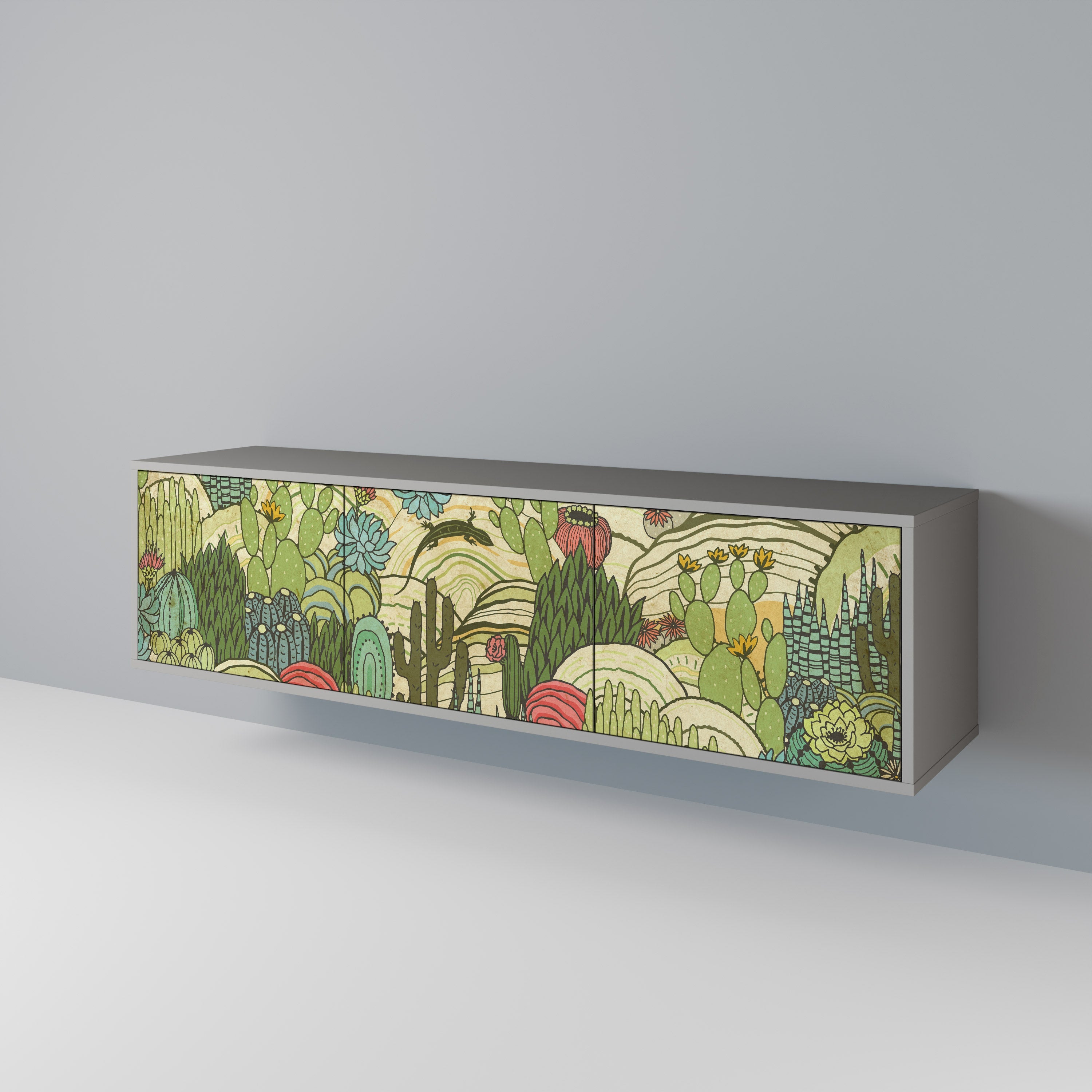 SUCCULENTS KALEIDOSCOPE Móvel de TV com 3 Portas em Acabamento Cinzento