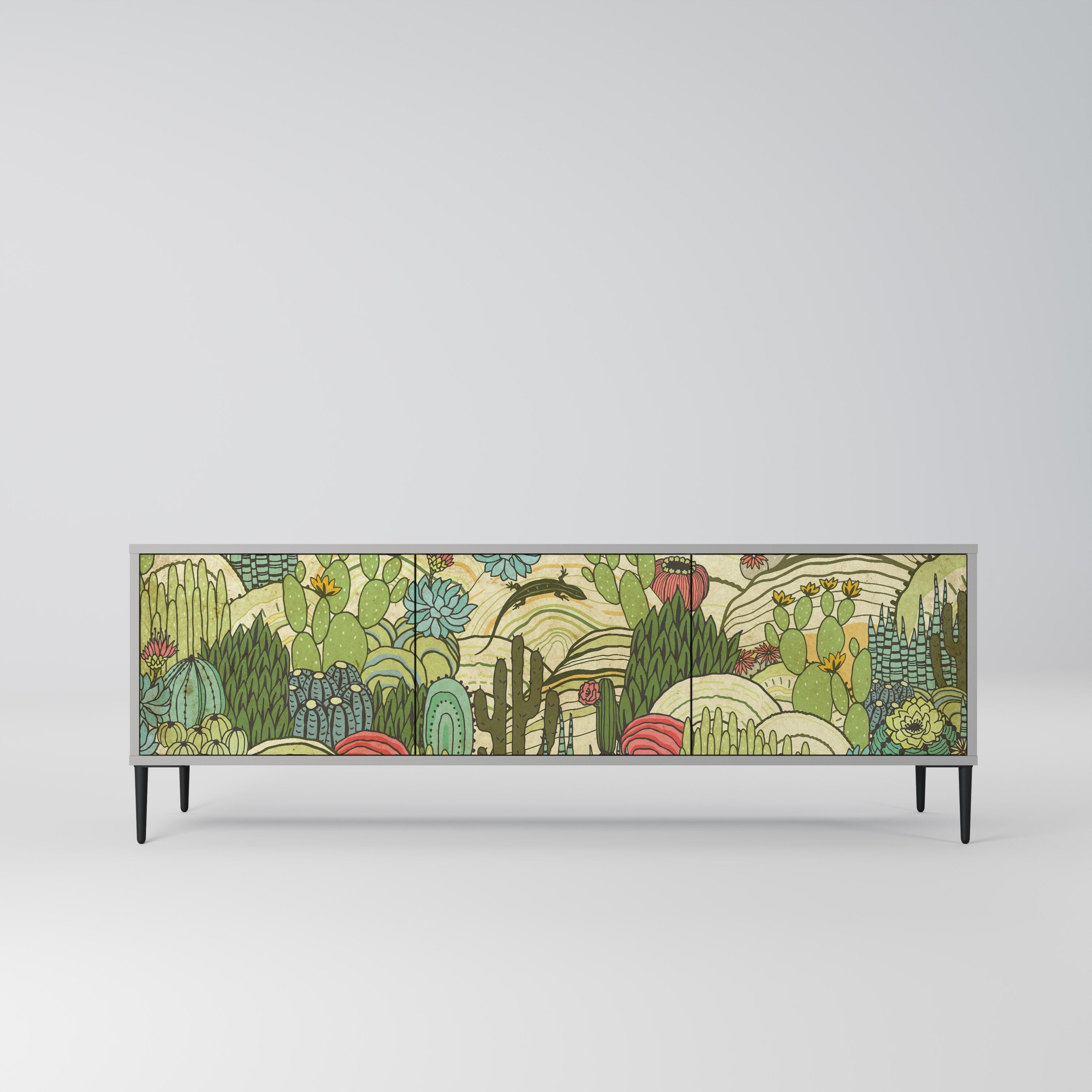 SUCCULENTS KALEIDOSCOPE Móvel de TV com 3 Portas em Acabamento Cinzento