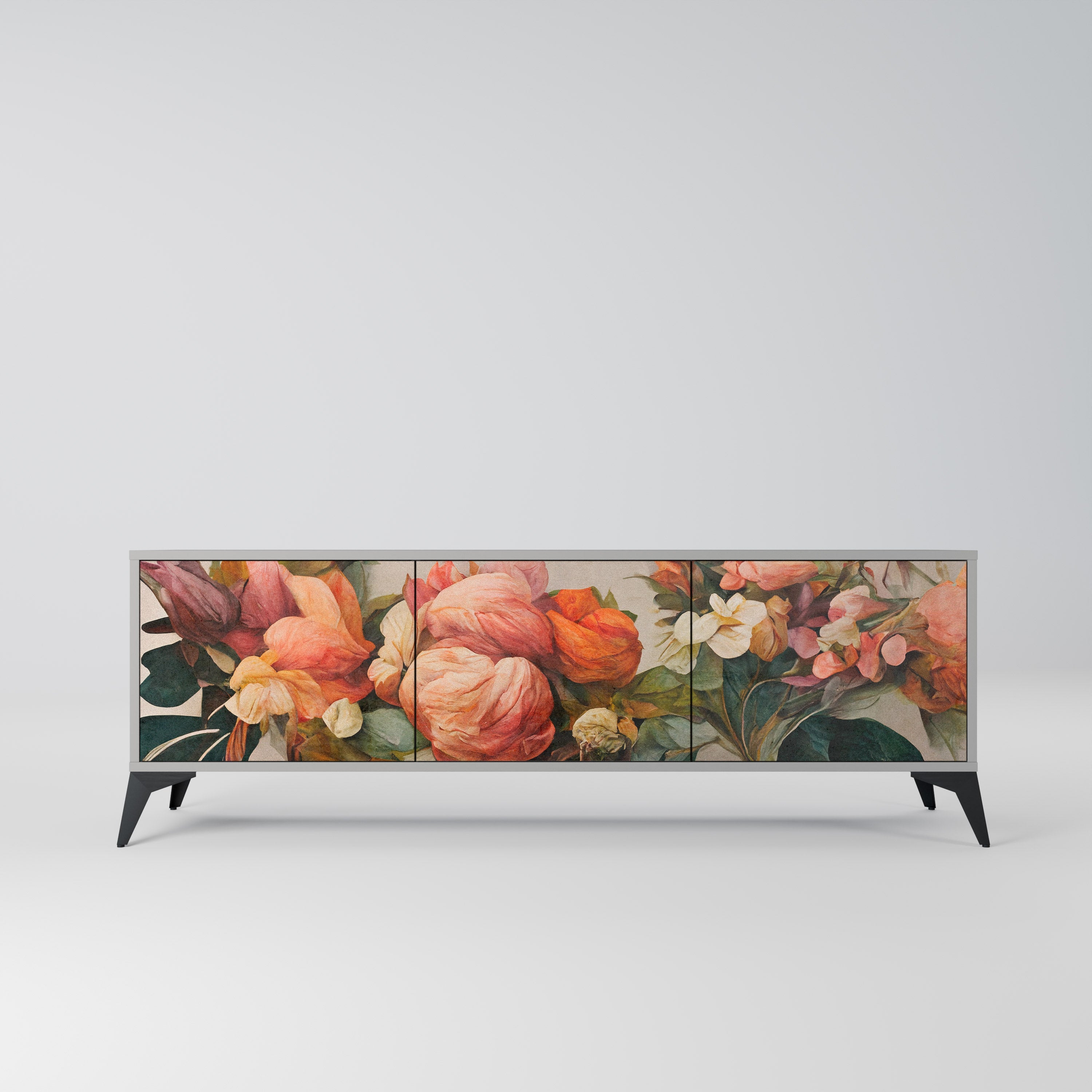 STYLISH BEAUTY Móvel de TV com 3 Portas em Acabamento Cinzento