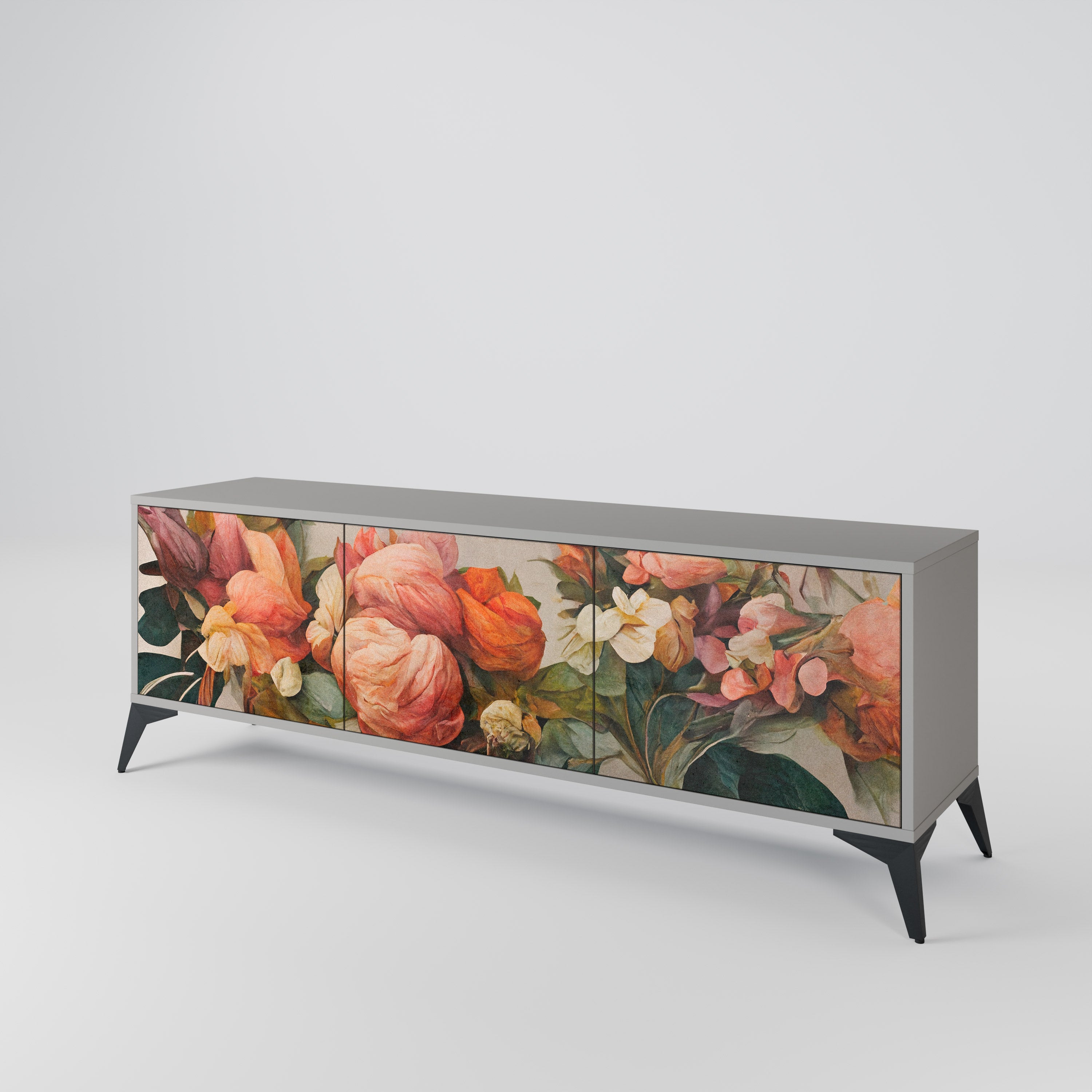 STYLISH BEAUTY Móvel de TV com 3 Portas em Acabamento Cinzento