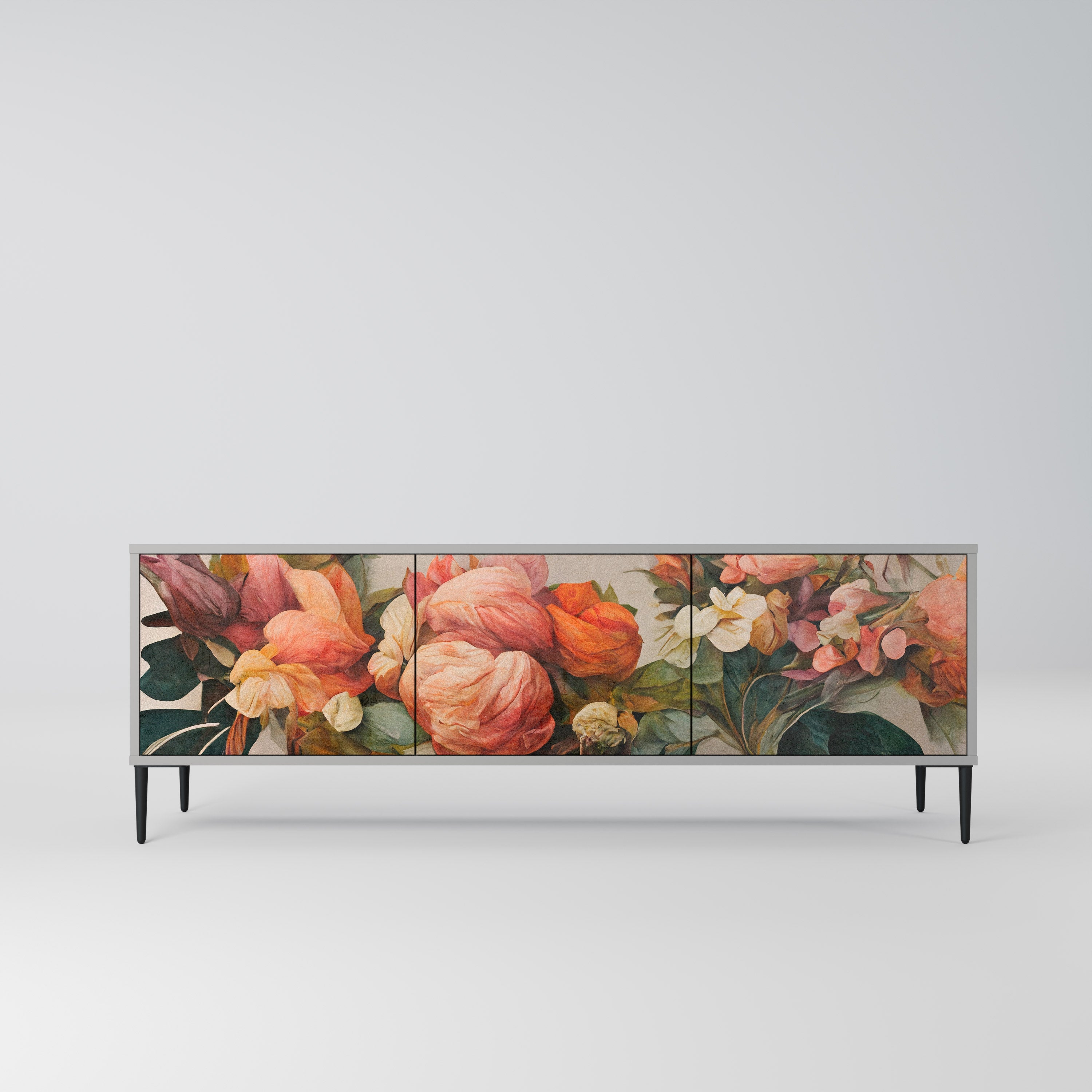 STYLISH BEAUTY Móvel de TV com 3 Portas em Acabamento Cinzento