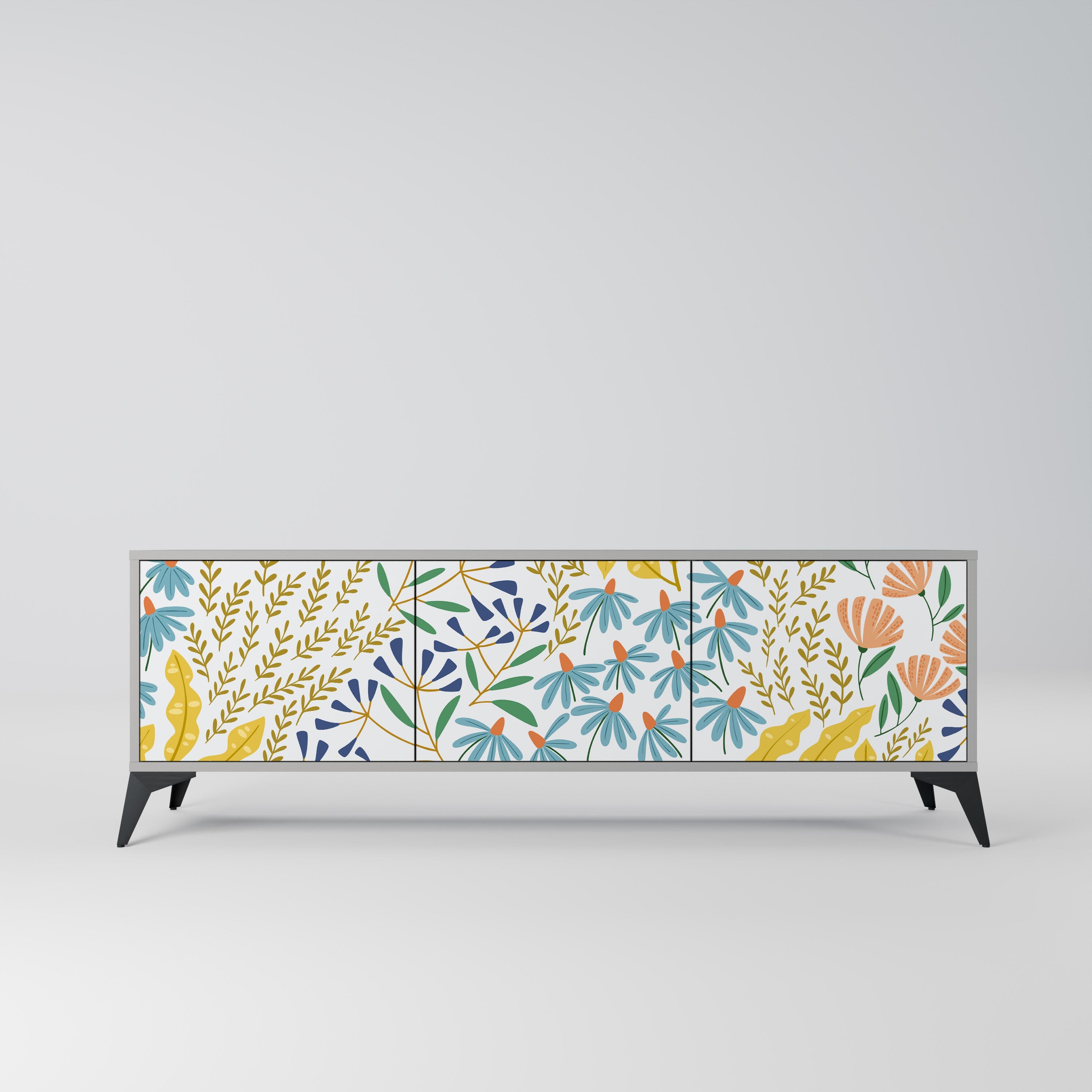 HELLO SPRING Móvel de TV com 3 Portas em Acabamento Cinzento