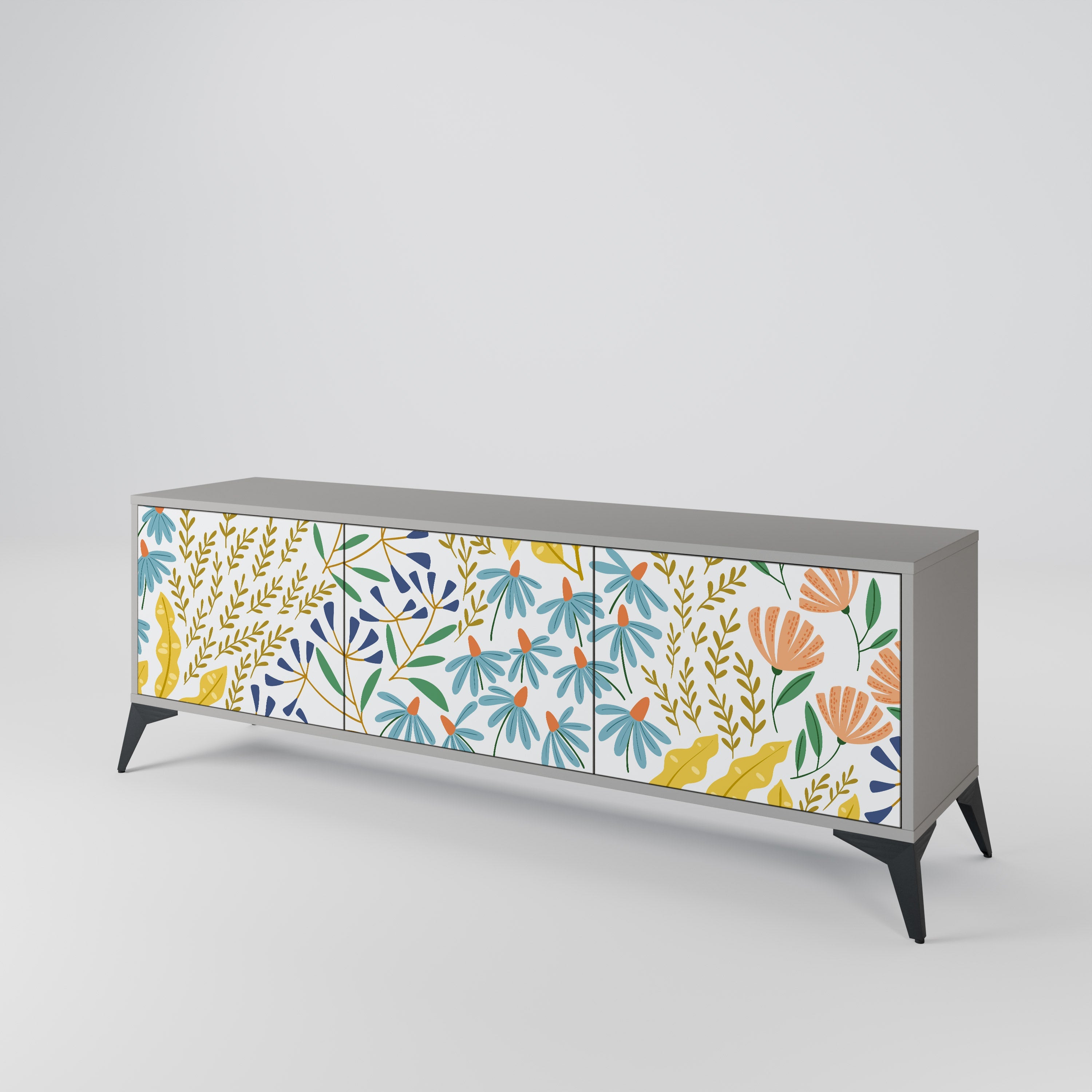 HELLO SPRING Móvel de TV com 3 Portas em Acabamento Cinzento