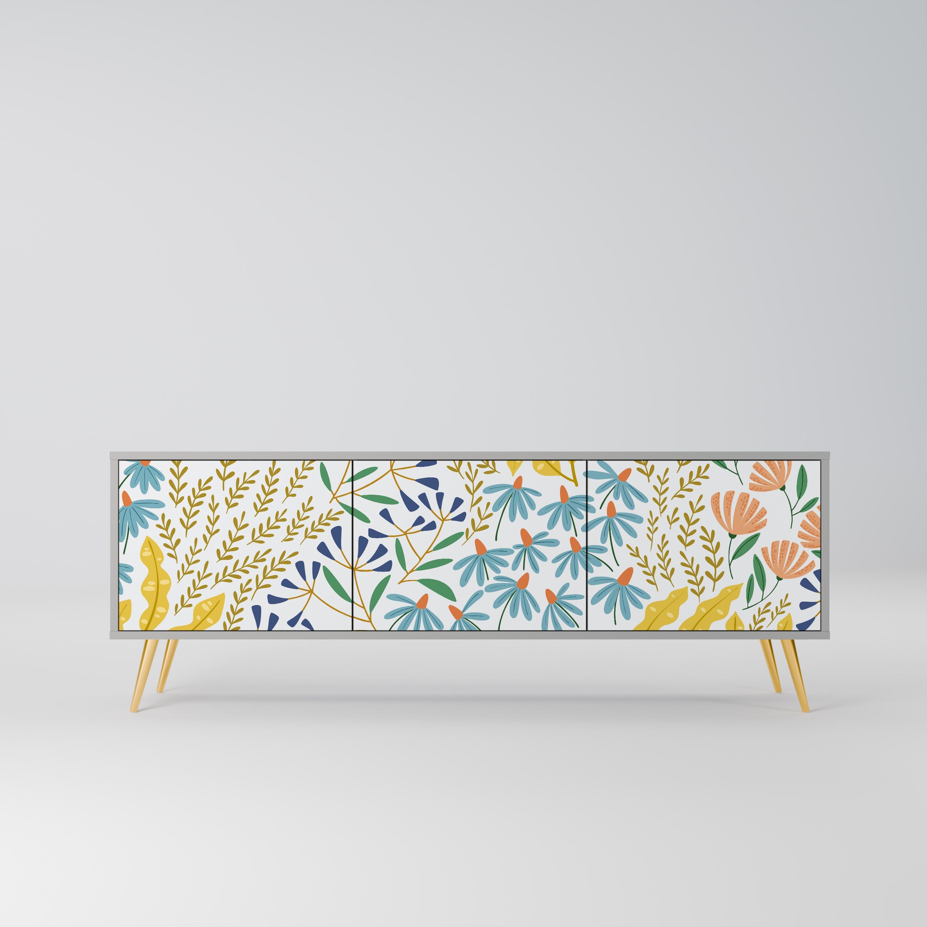 HELLO SPRING Móvel de TV com 3 Portas em Acabamento Cinzento