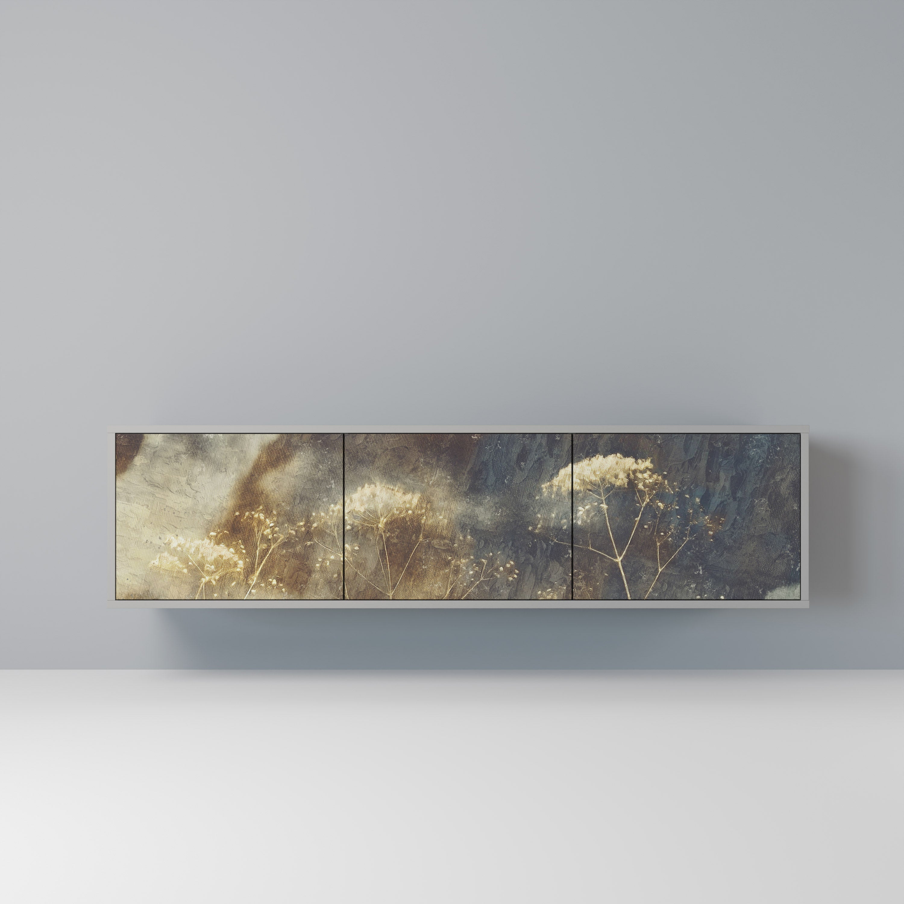 GENTLE POWER Móvel de TV com 3 Portas em Acabamento Cinzento