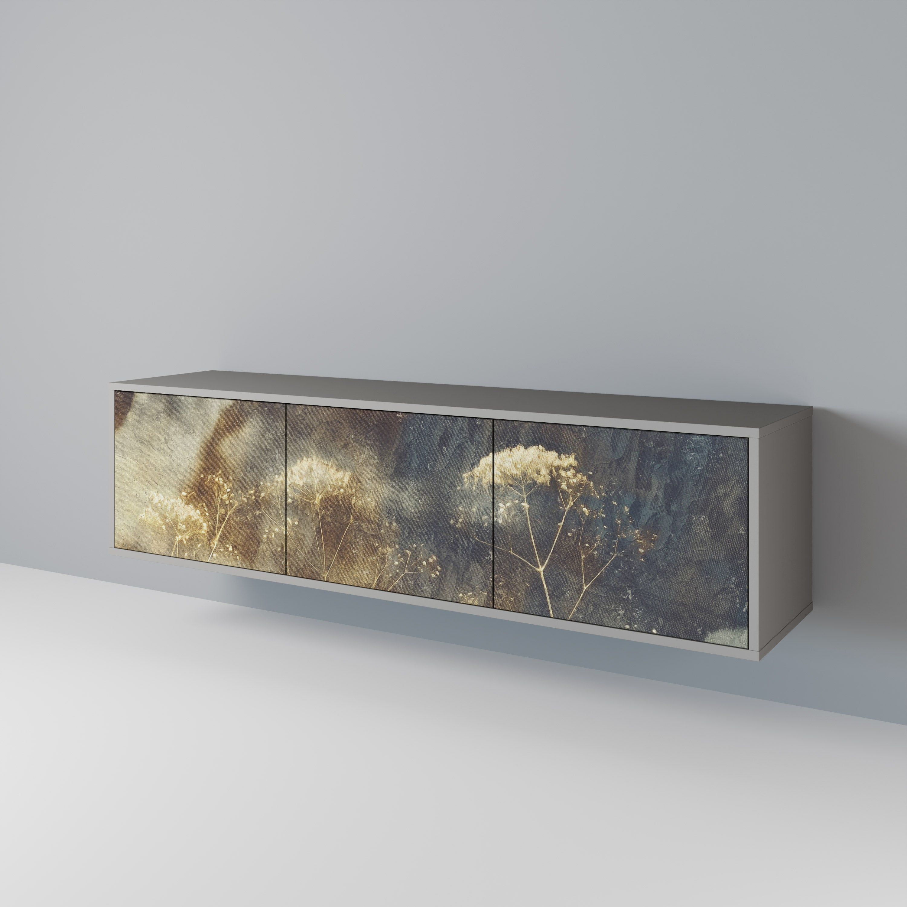 GENTLE POWER Móvel de TV com 3 Portas em Acabamento Cinzento