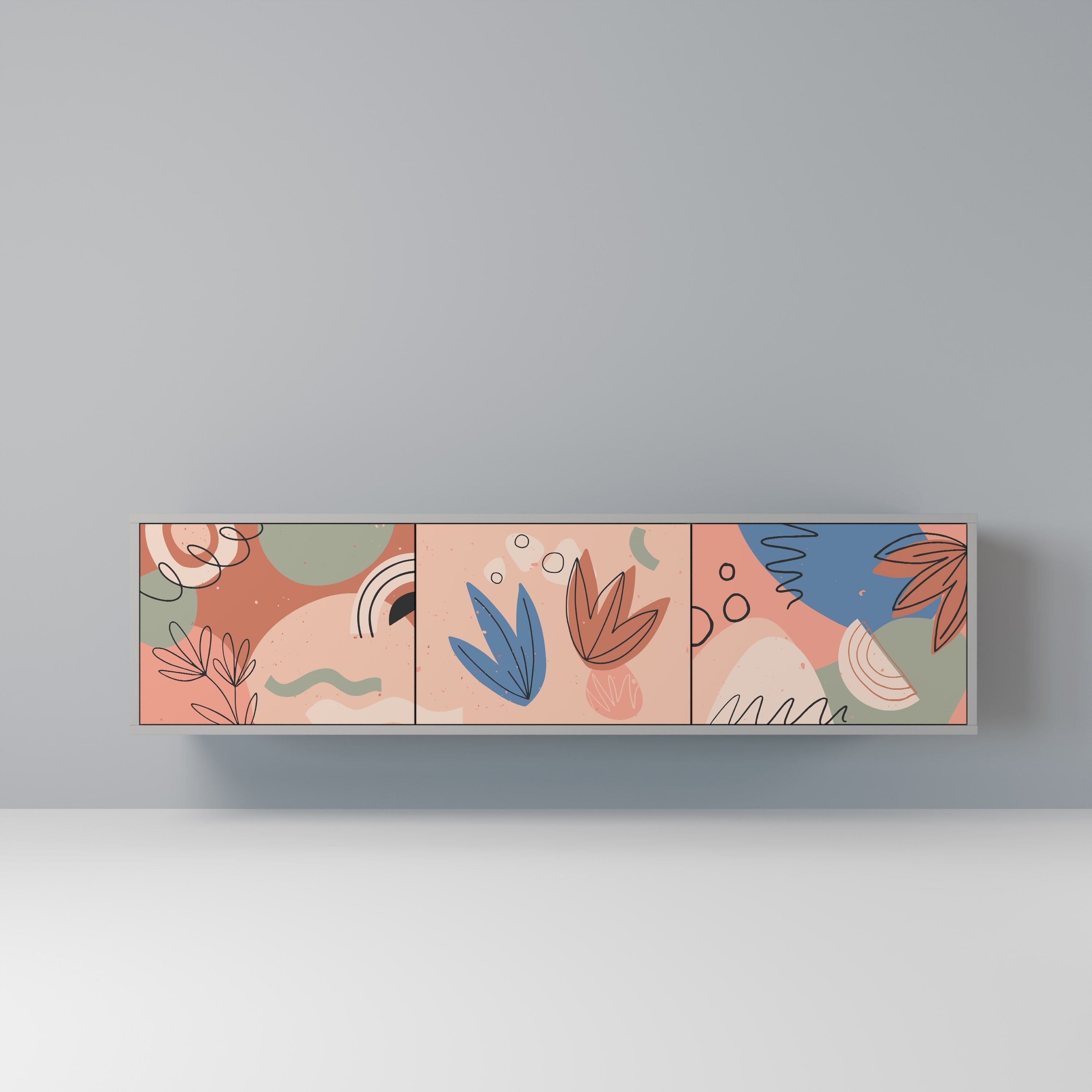 PASTEL DESTINY Móvel de TV com 3 Portas em Acabamento Cinzento