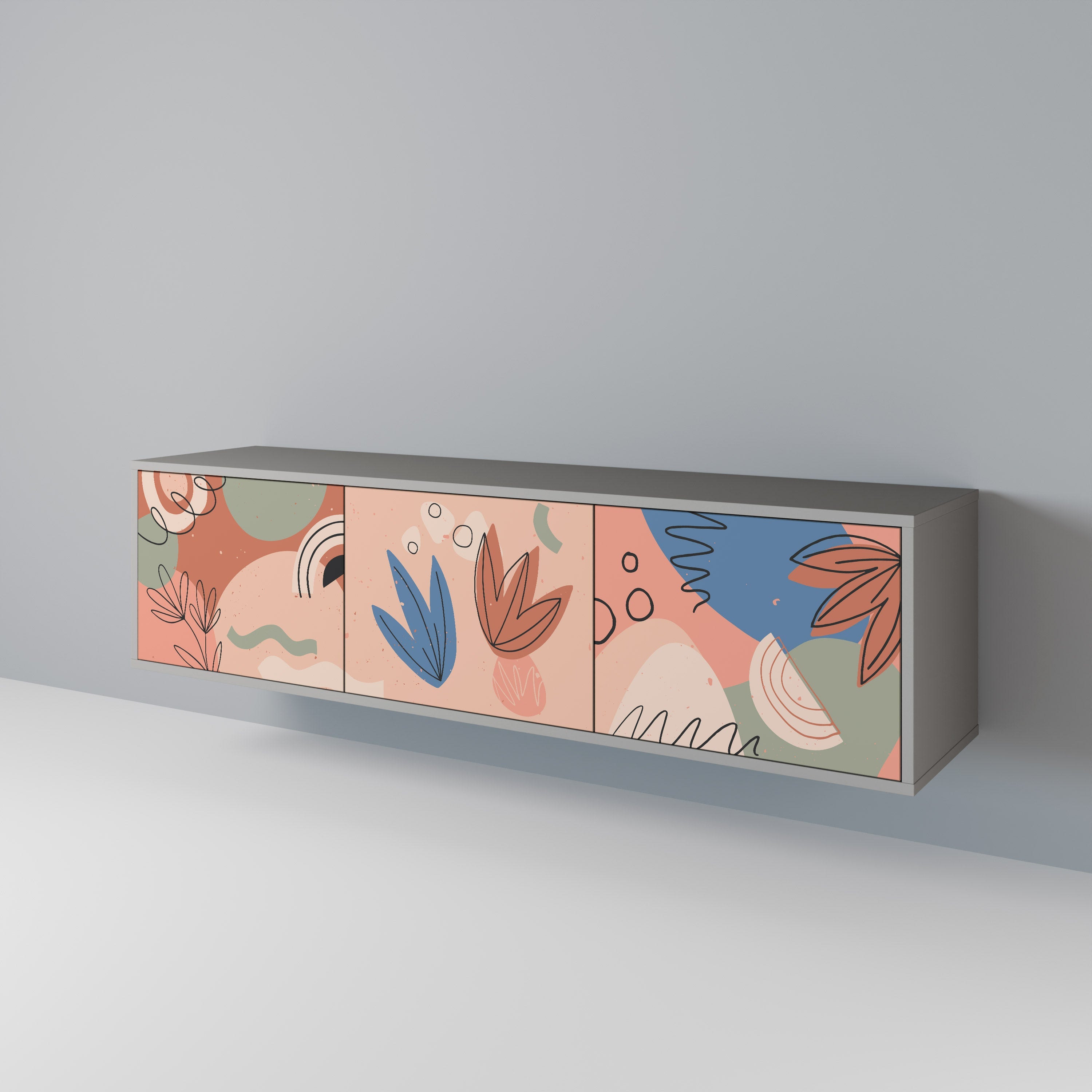 PASTEL DESTINY Móvel de TV com 3 Portas em Acabamento Cinzento