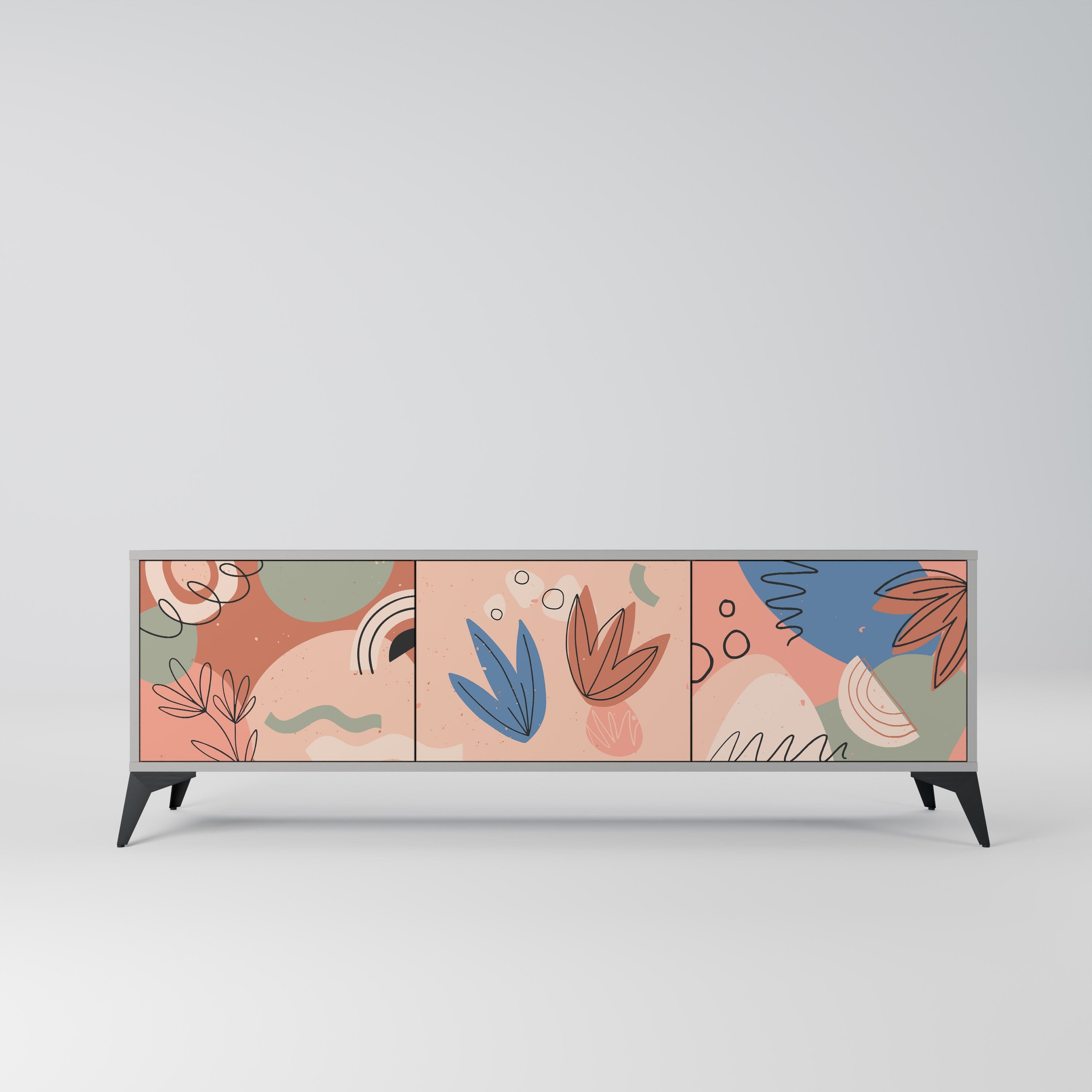 PASTEL DESTINY Móvel de TV com 3 Portas em Acabamento Cinzento