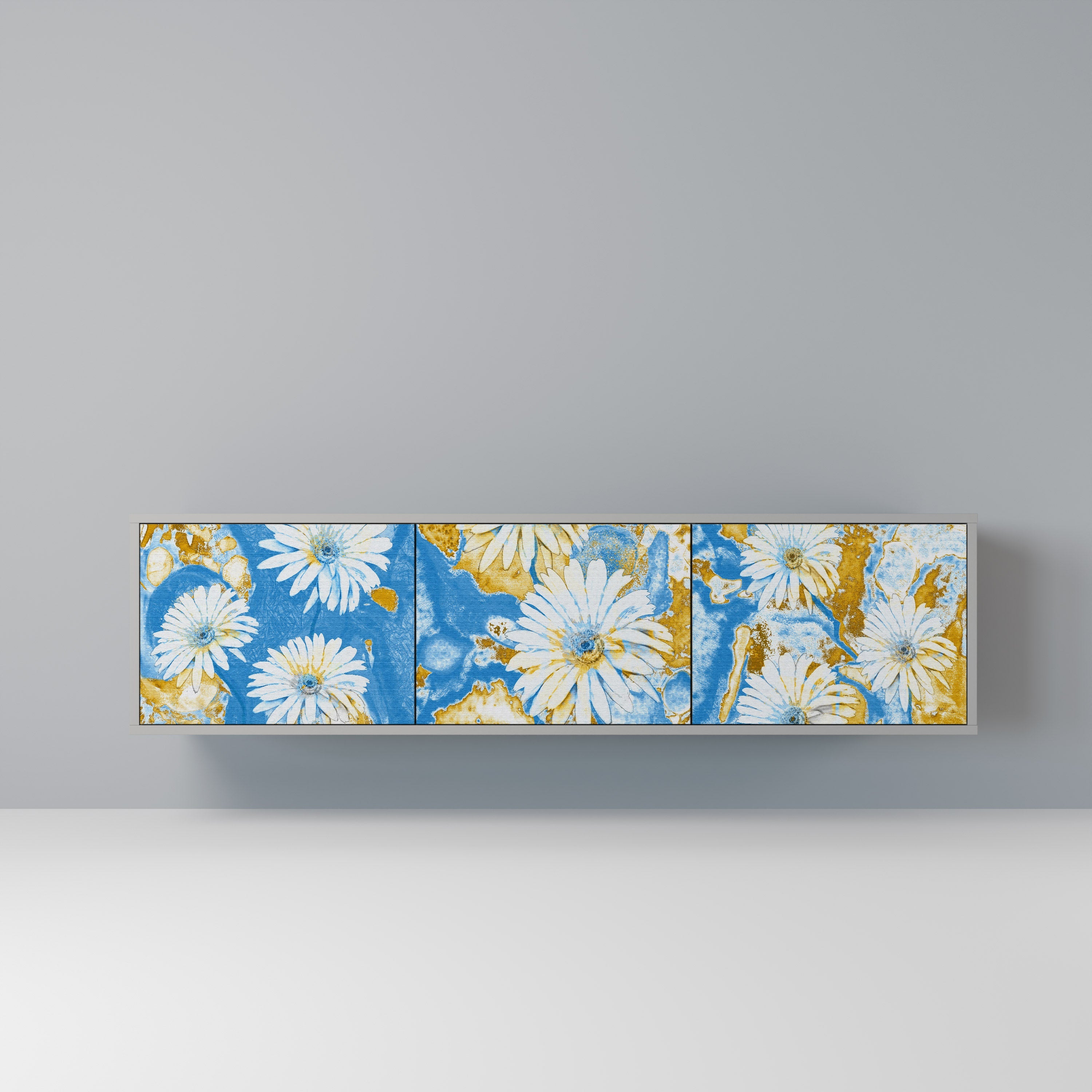 DAISY LUXE Móvel de TV com 3 Portas em Acabamento Cinzento