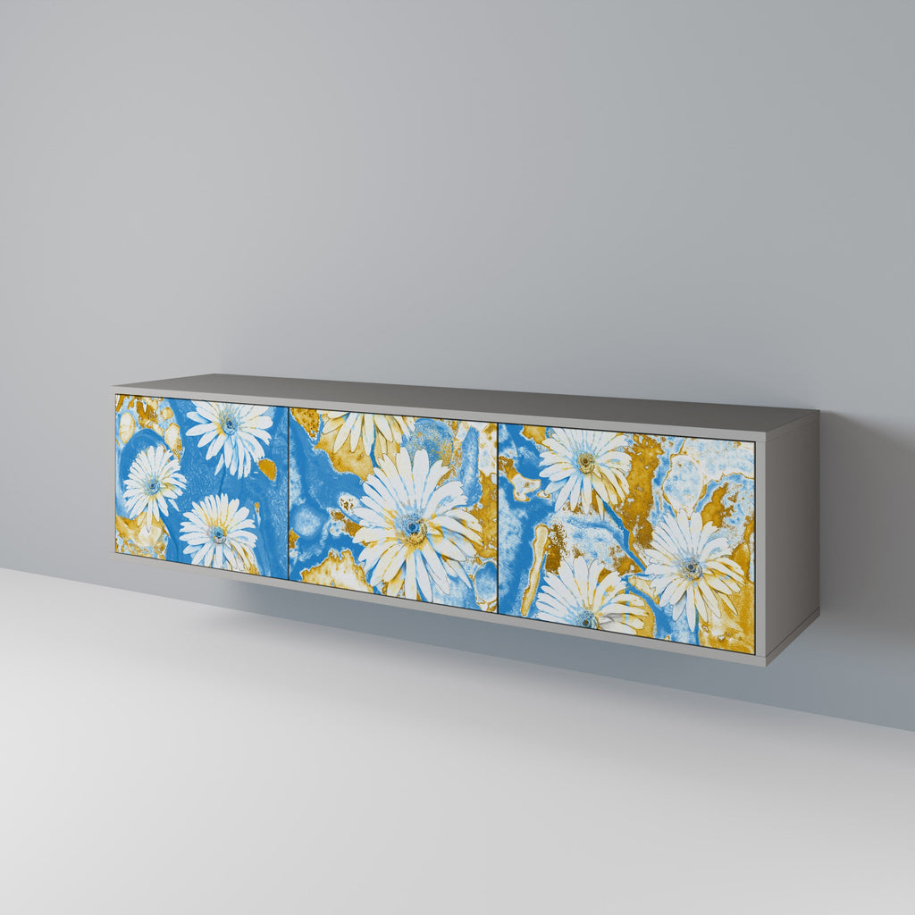 DAISY LUXE Móvel de TV com 3 Portas em Acabamento Cinzento