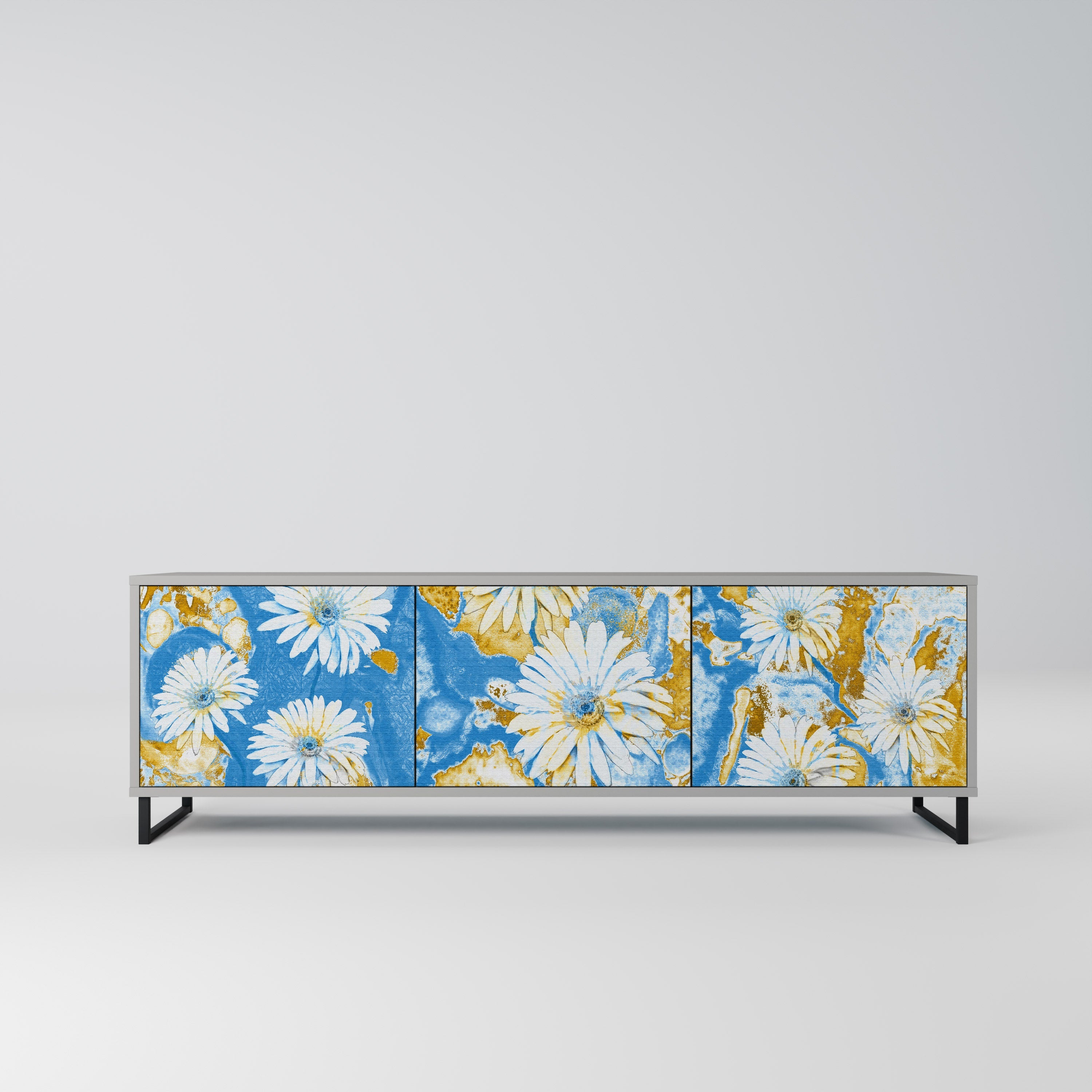 DAISY LUXE Móvel de TV com 3 Portas em Acabamento Cinzento