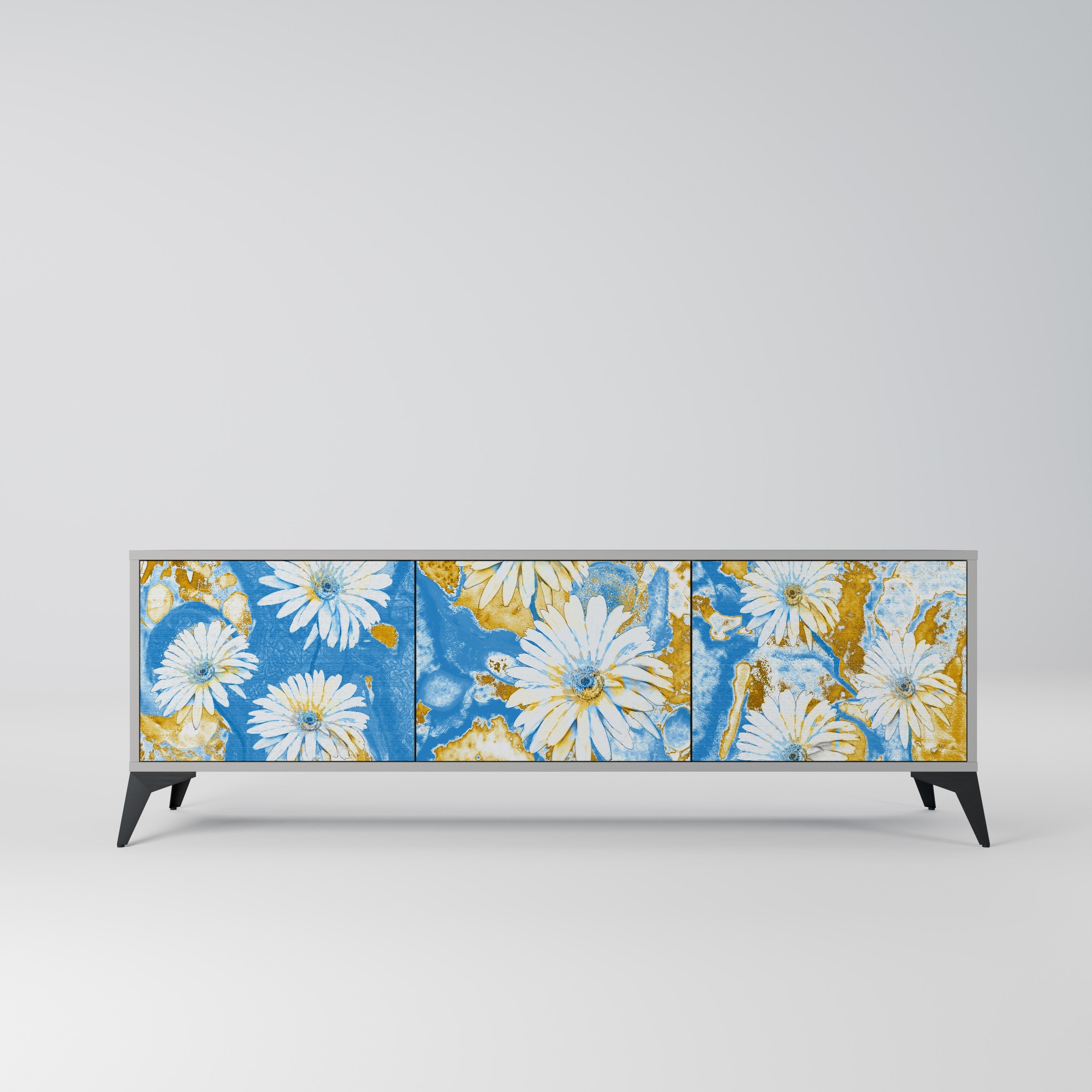 DAISY LUXE Móvel de TV com 3 Portas em Acabamento Cinzento