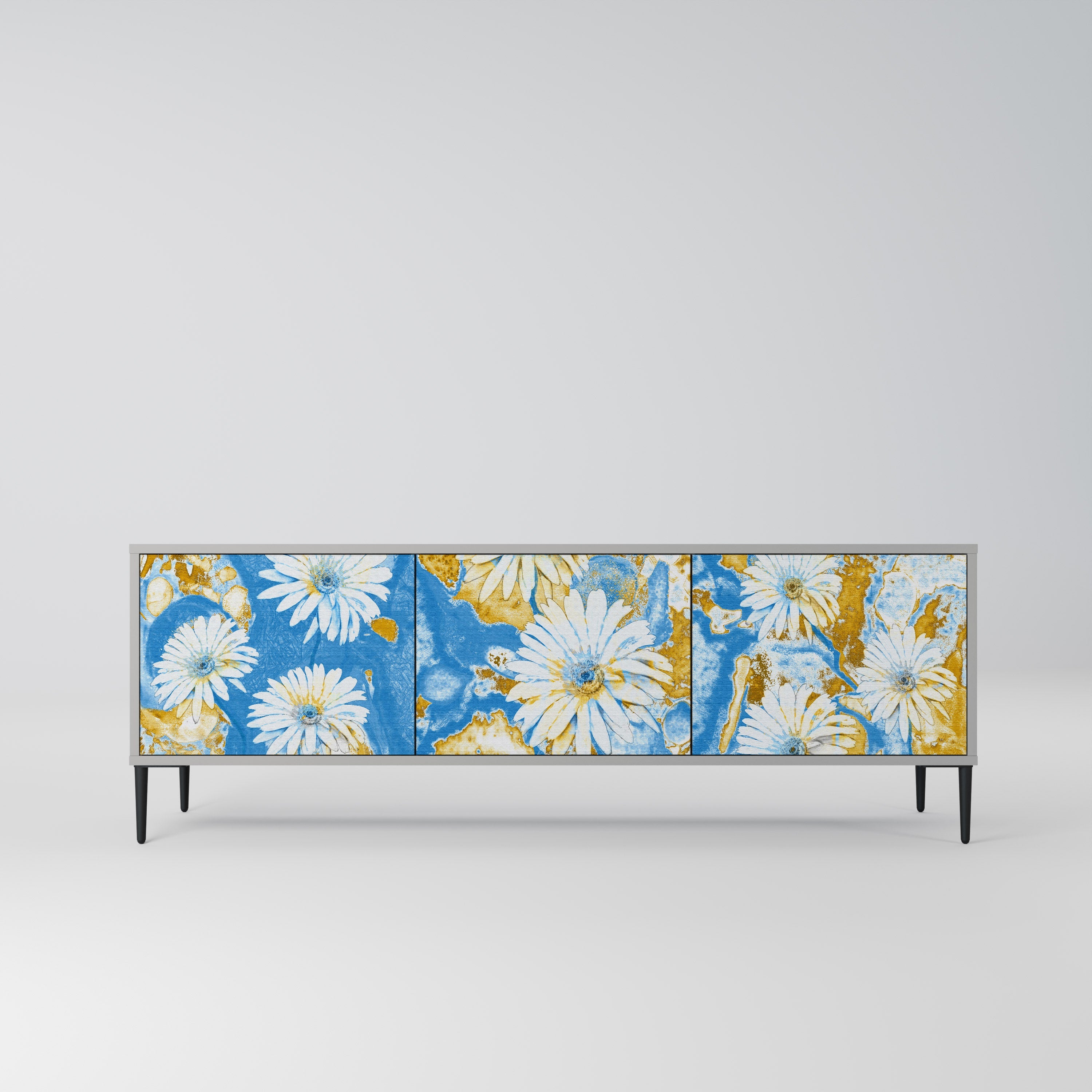 DAISY LUXE Móvel de TV com 3 Portas em Acabamento Cinzento