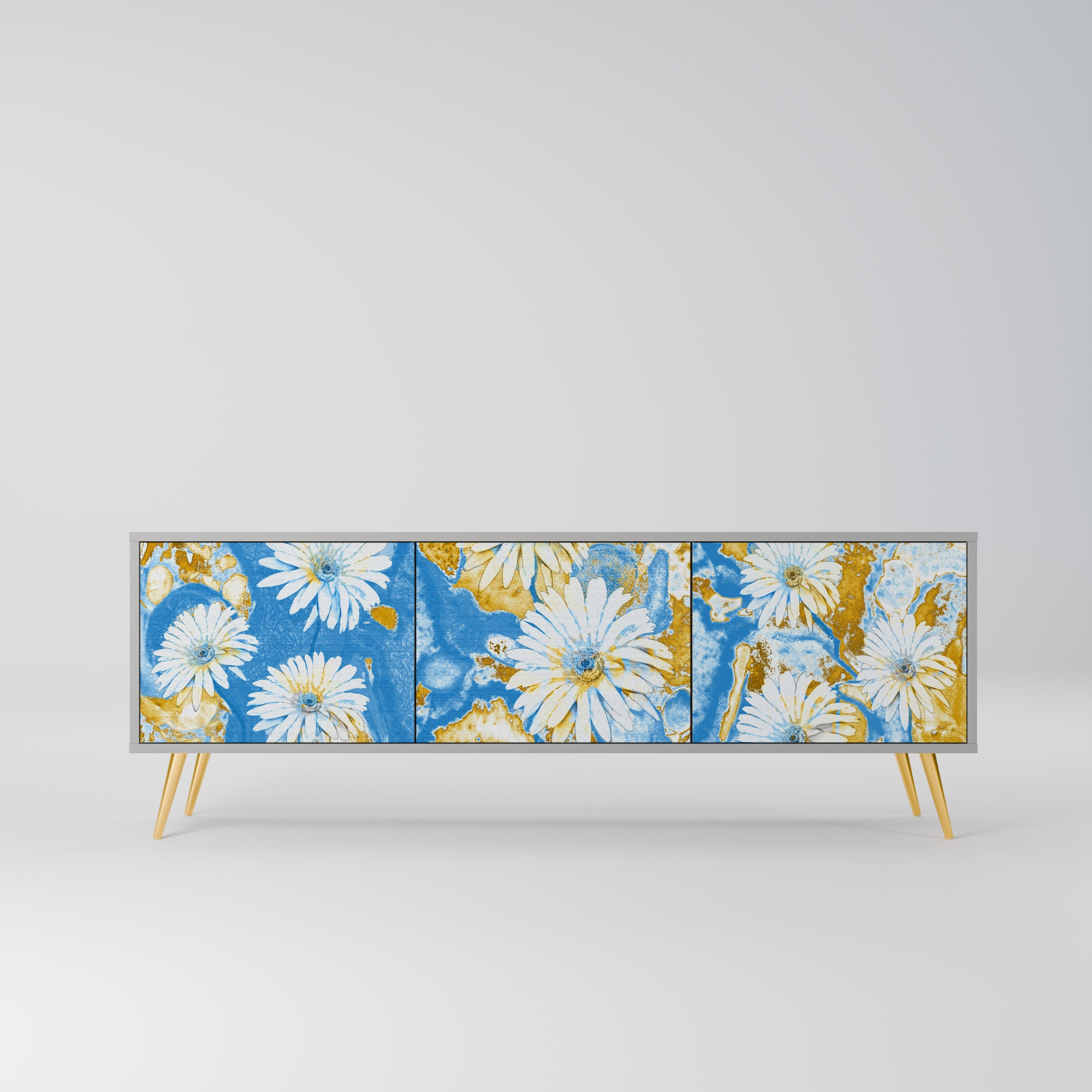 DAISY LUXE Móvel de TV com 3 Portas em Acabamento Cinzento