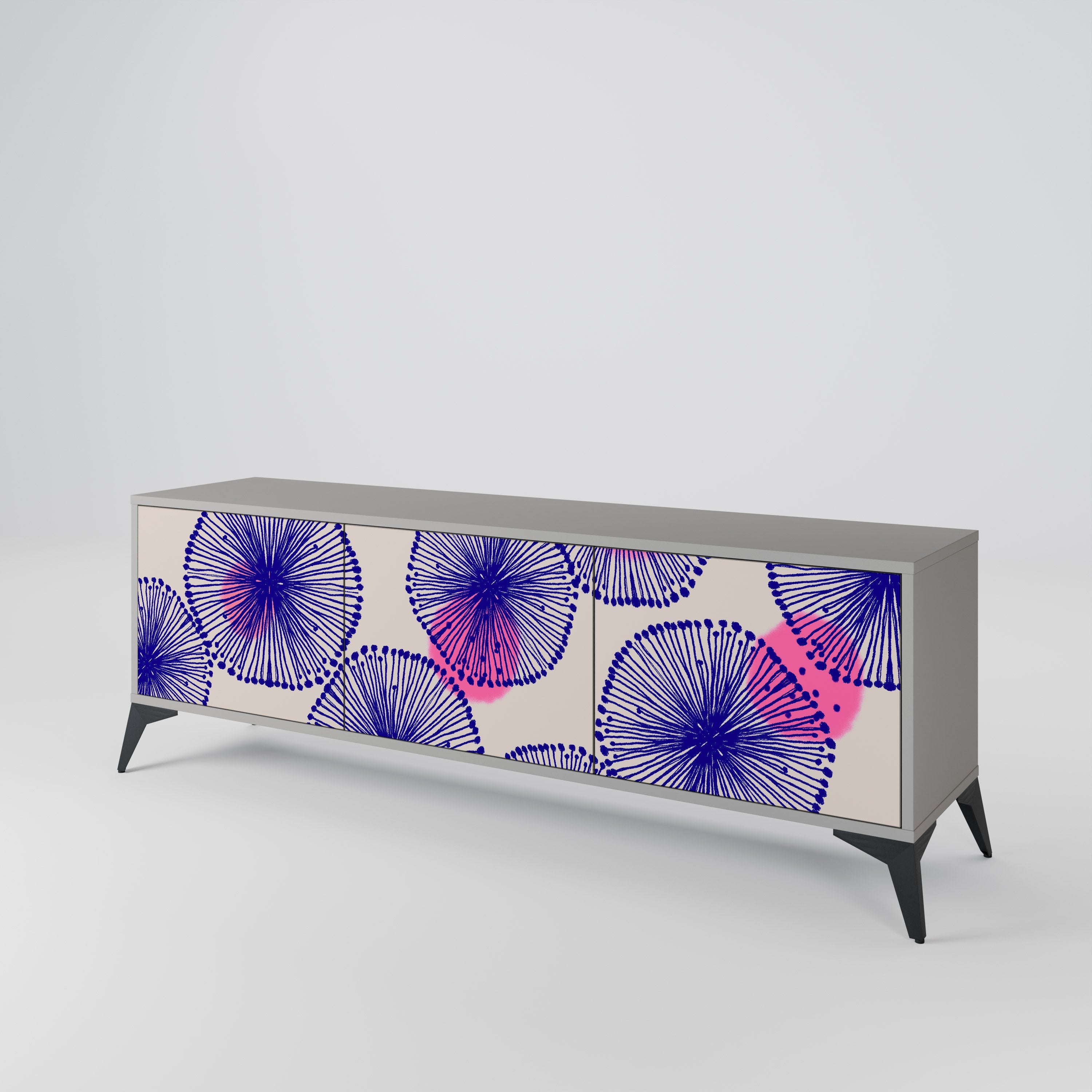 MAGIC NATURE Móvel de TV com 3 Portas em Acabamento Cinzento