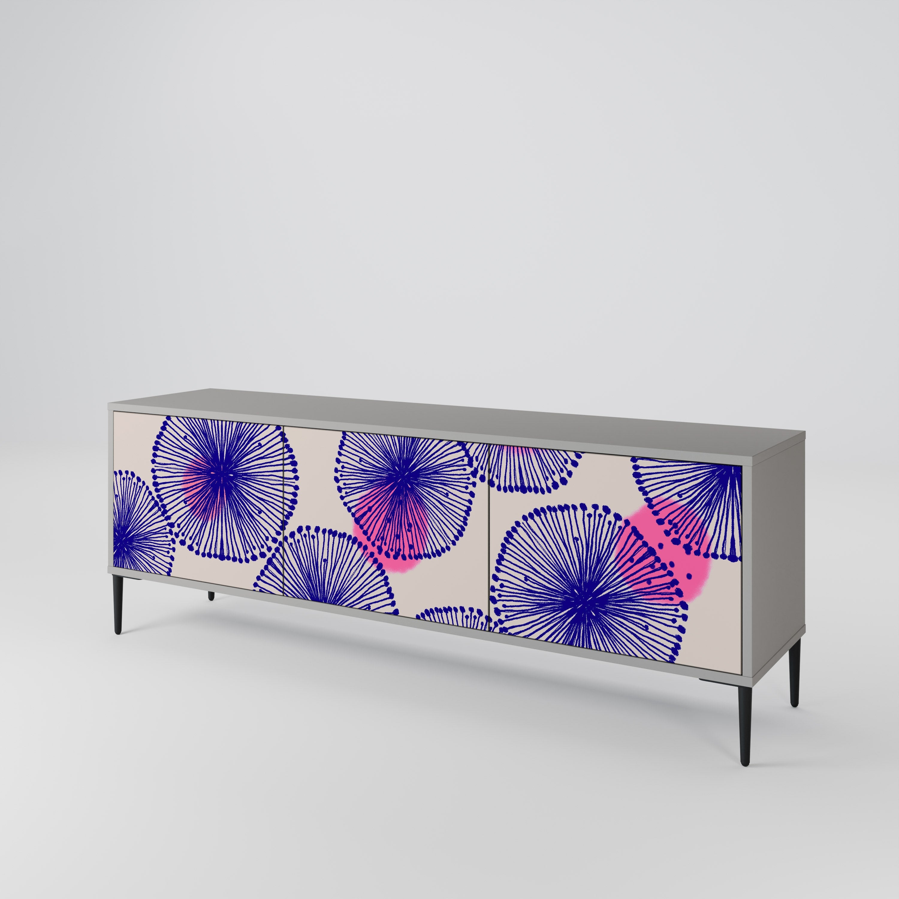 MAGIC NATURE Móvel de TV com 3 Portas em Acabamento Cinzento