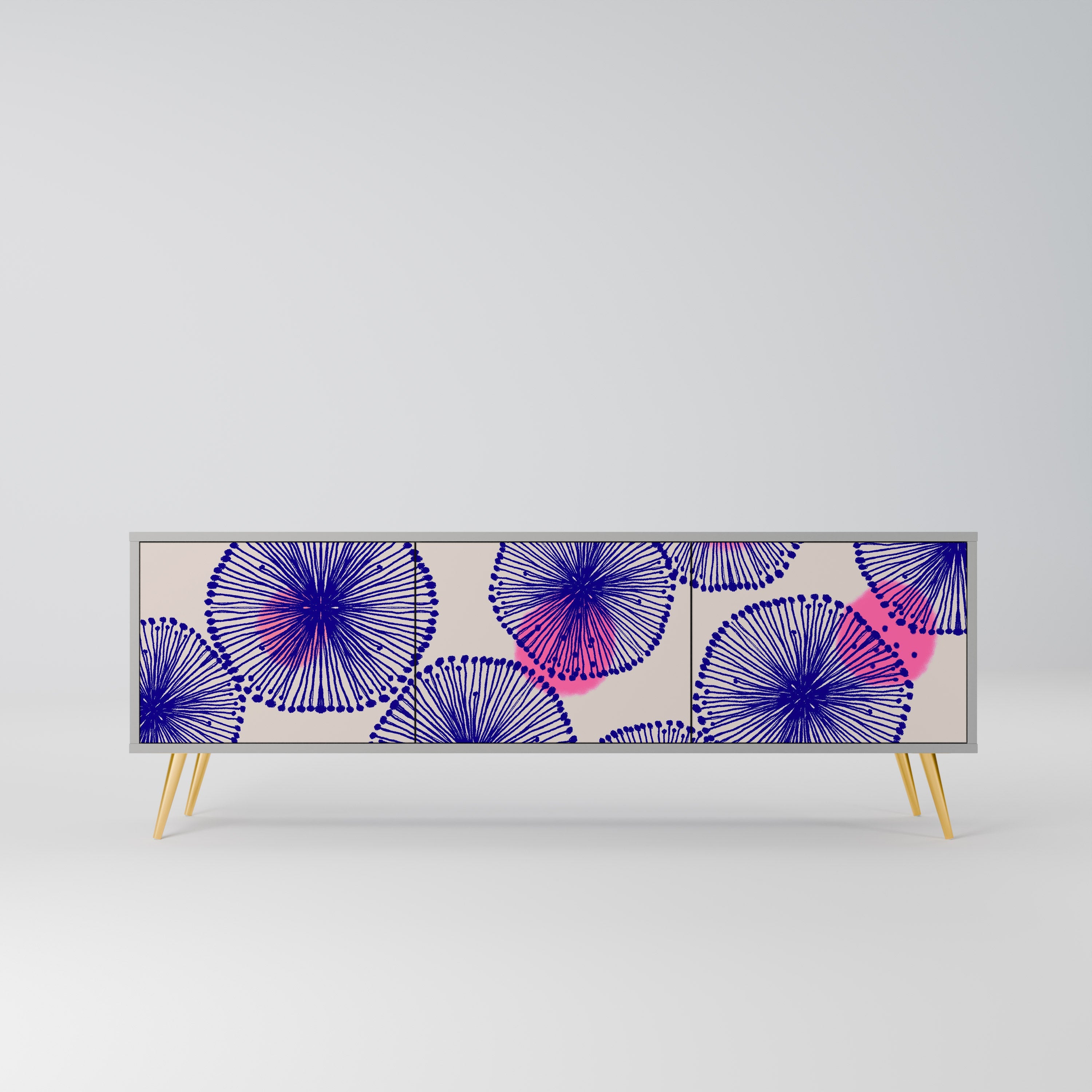 MAGIC NATURE Móvel de TV com 3 Portas em Acabamento Cinzento