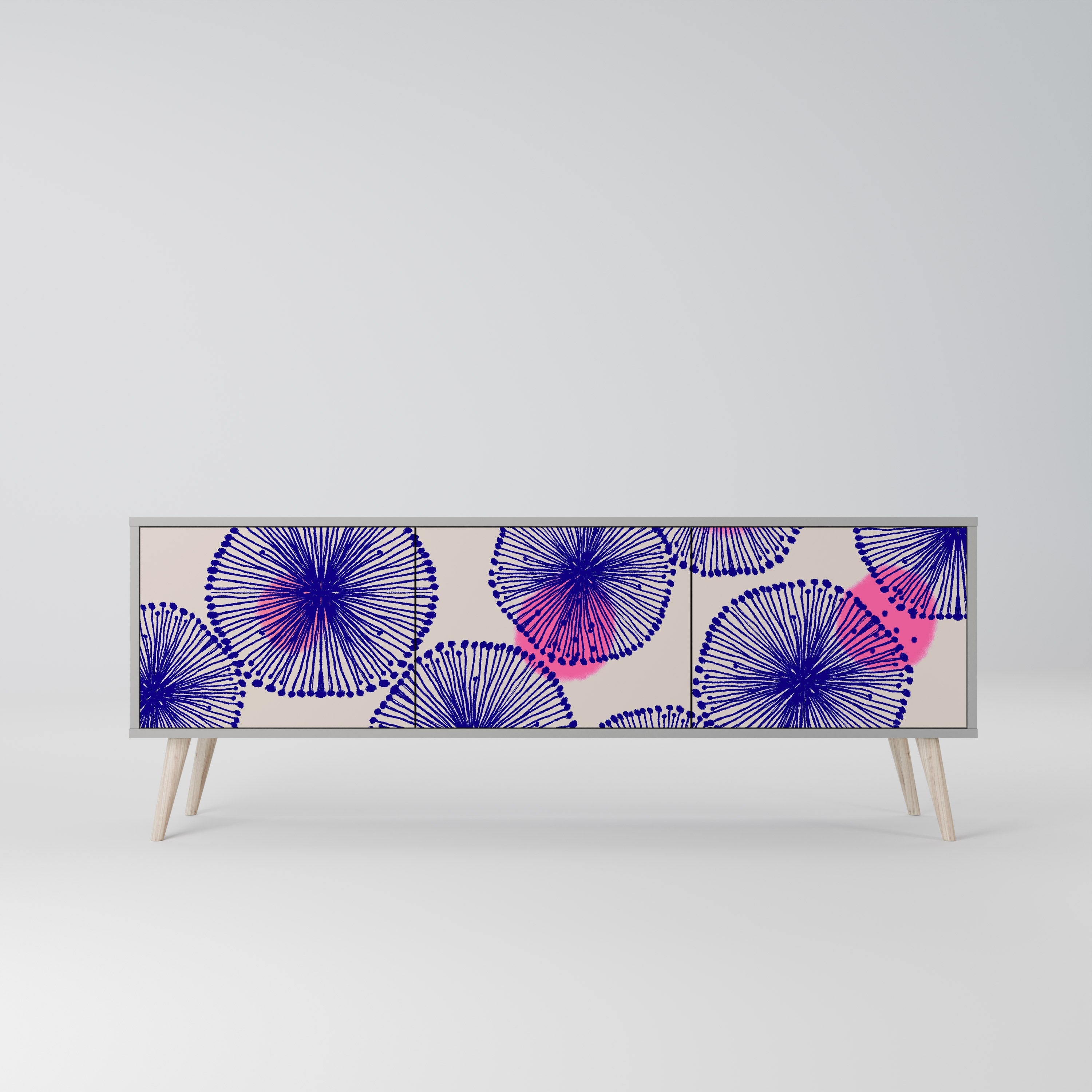 MAGIC NATURE Móvel de TV com 3 Portas em Acabamento Cinzento