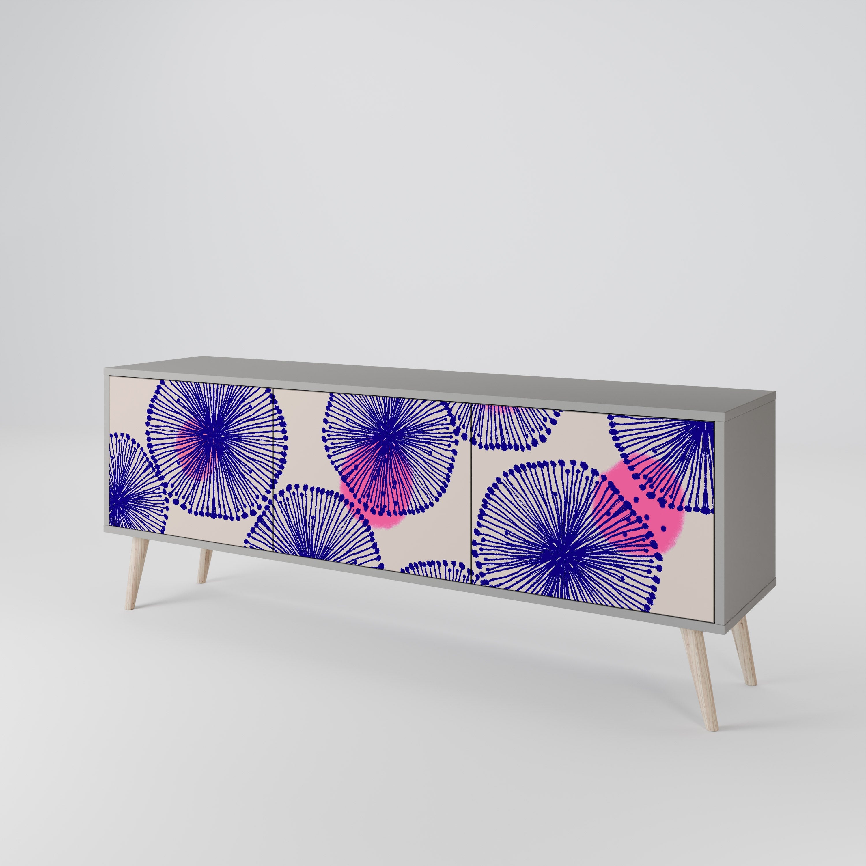 MAGIC NATURE Móvel de TV com 3 Portas em Acabamento Cinzento