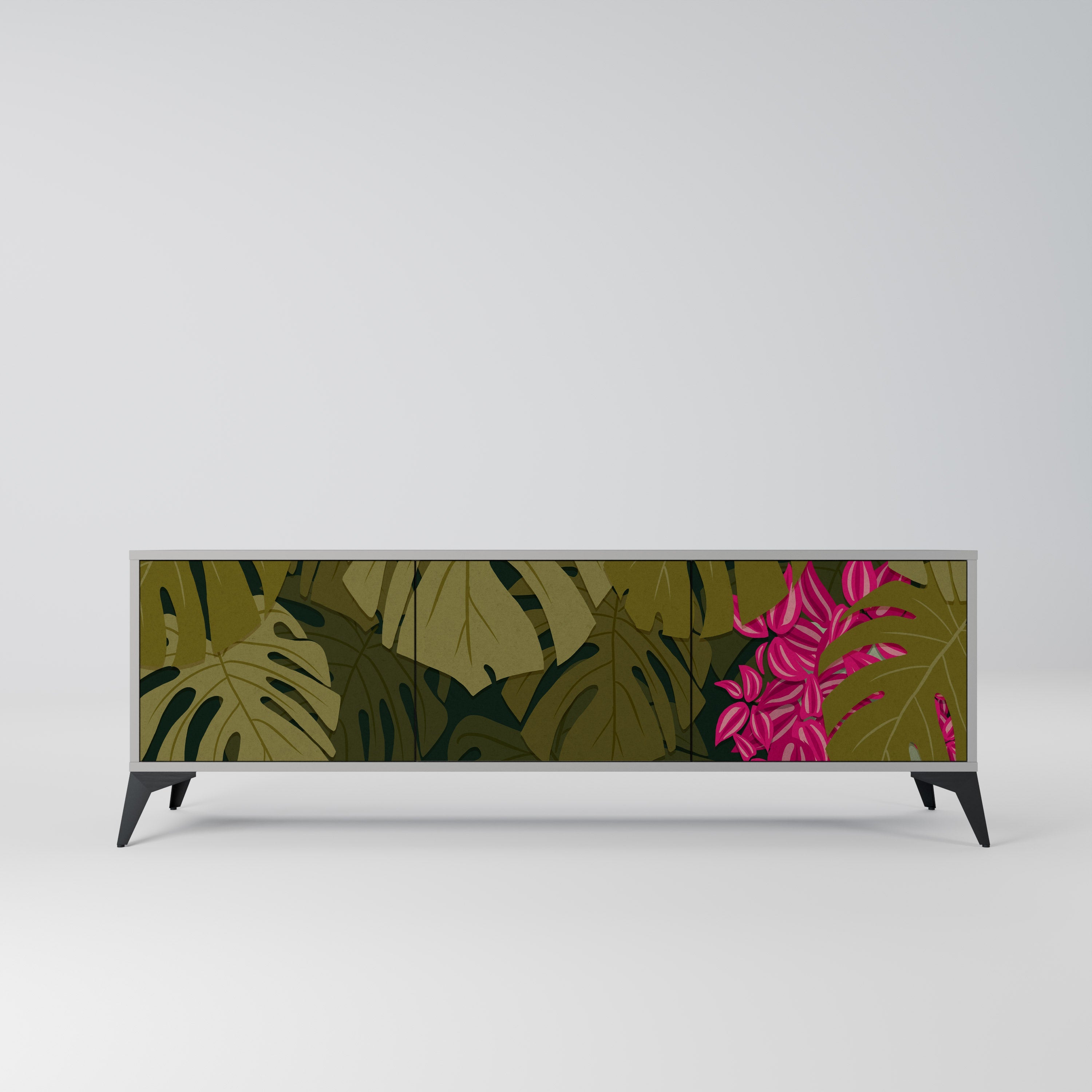 TROPICAL BEAUTY Móvel de TV com 3 Portas em Acabamento Cinzento