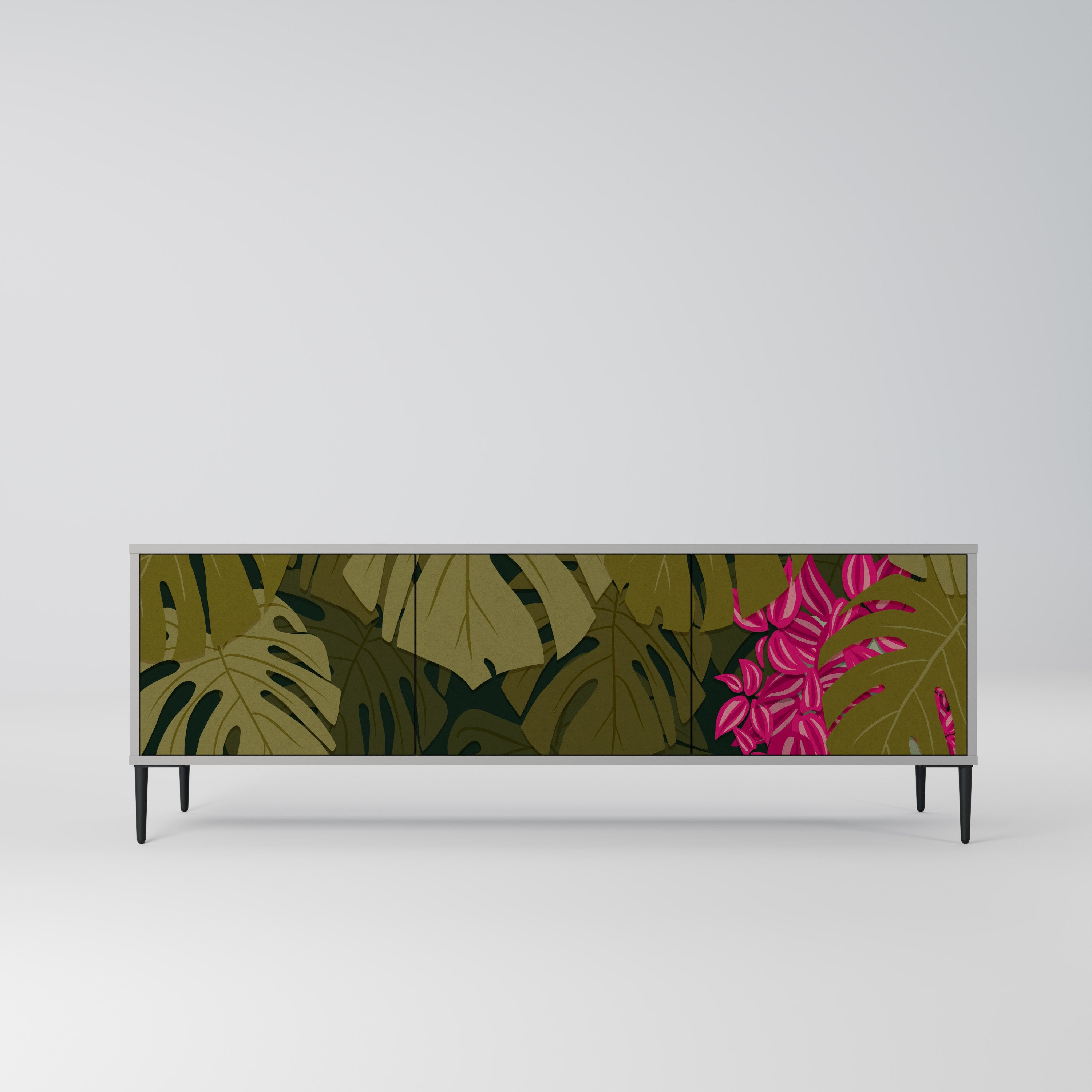 TROPICAL BEAUTY Móvel de TV com 3 Portas em Acabamento Cinzento