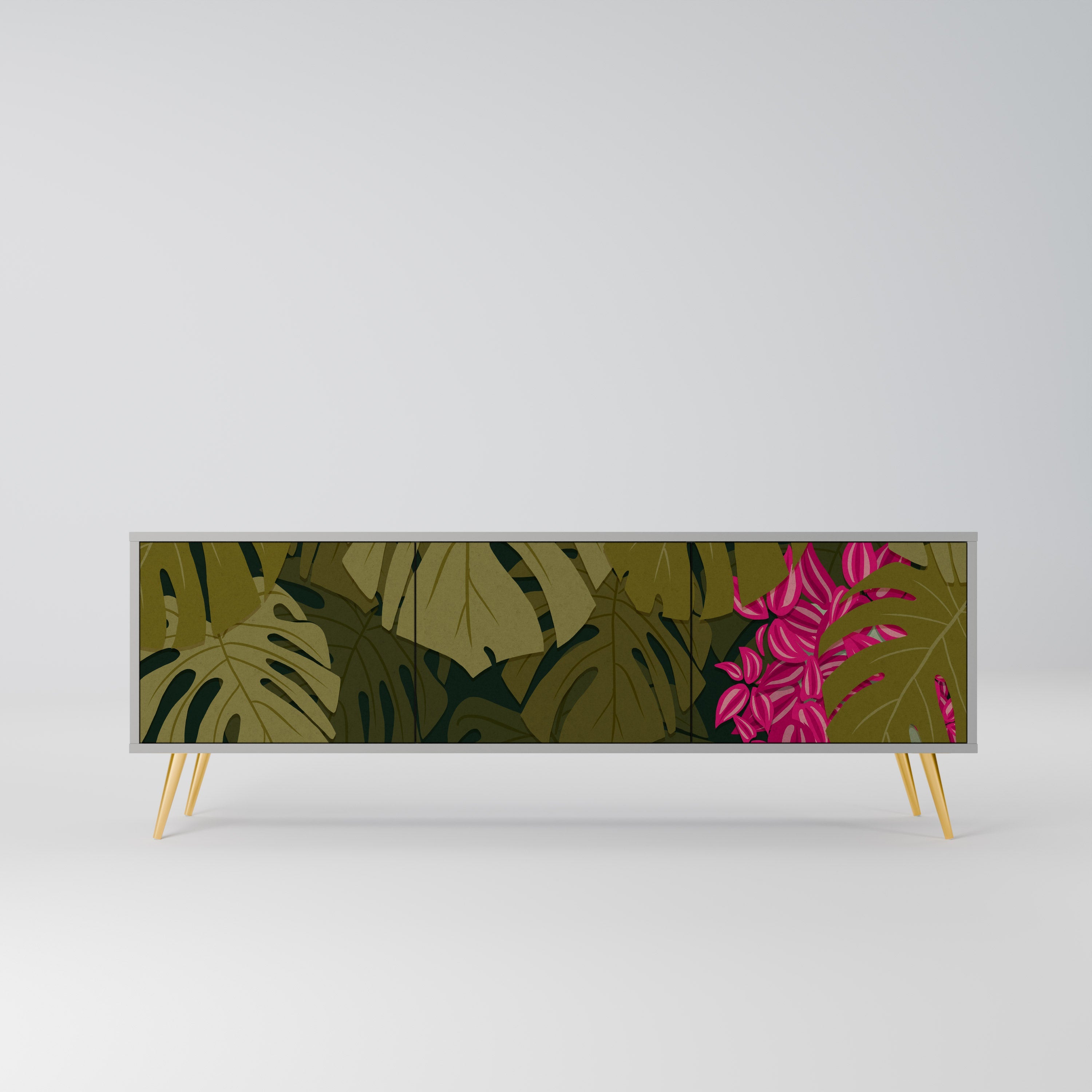 TROPICAL BEAUTY Móvel de TV com 3 Portas em Acabamento Cinzento