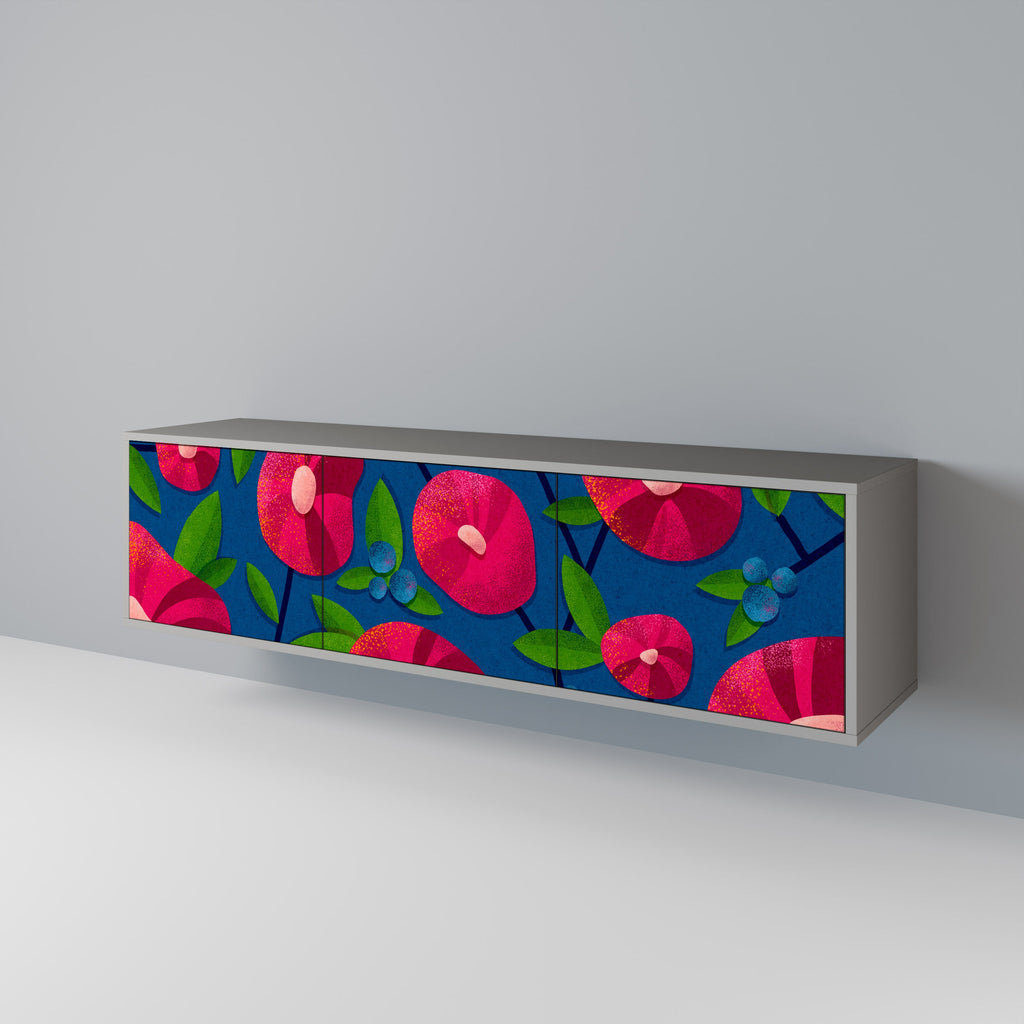 SPRING THOUGHTS 3-Door TV Stand in Grey Finish