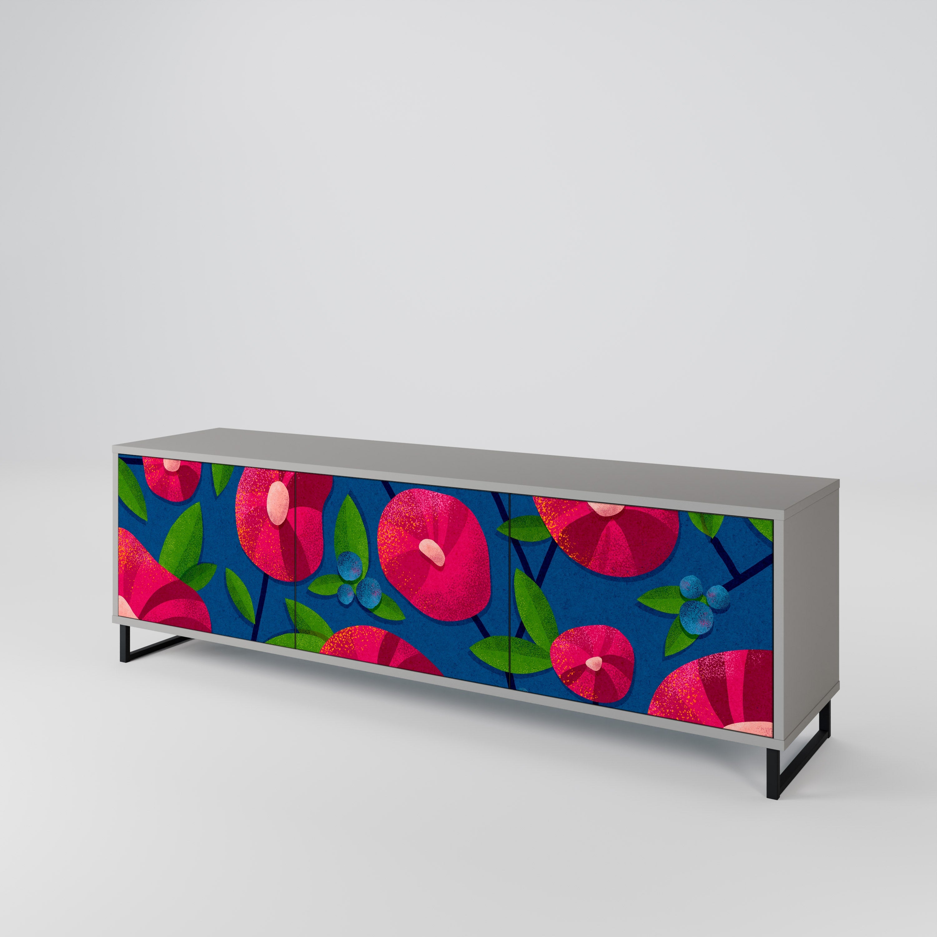 SPRING THOUGHTS 3-Door TV Stand in Grey Finish