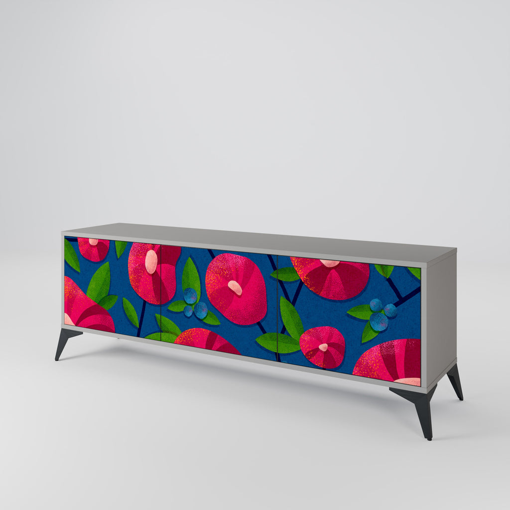 SPRING THOUGHTS 3-Door TV Stand in Grey Finish