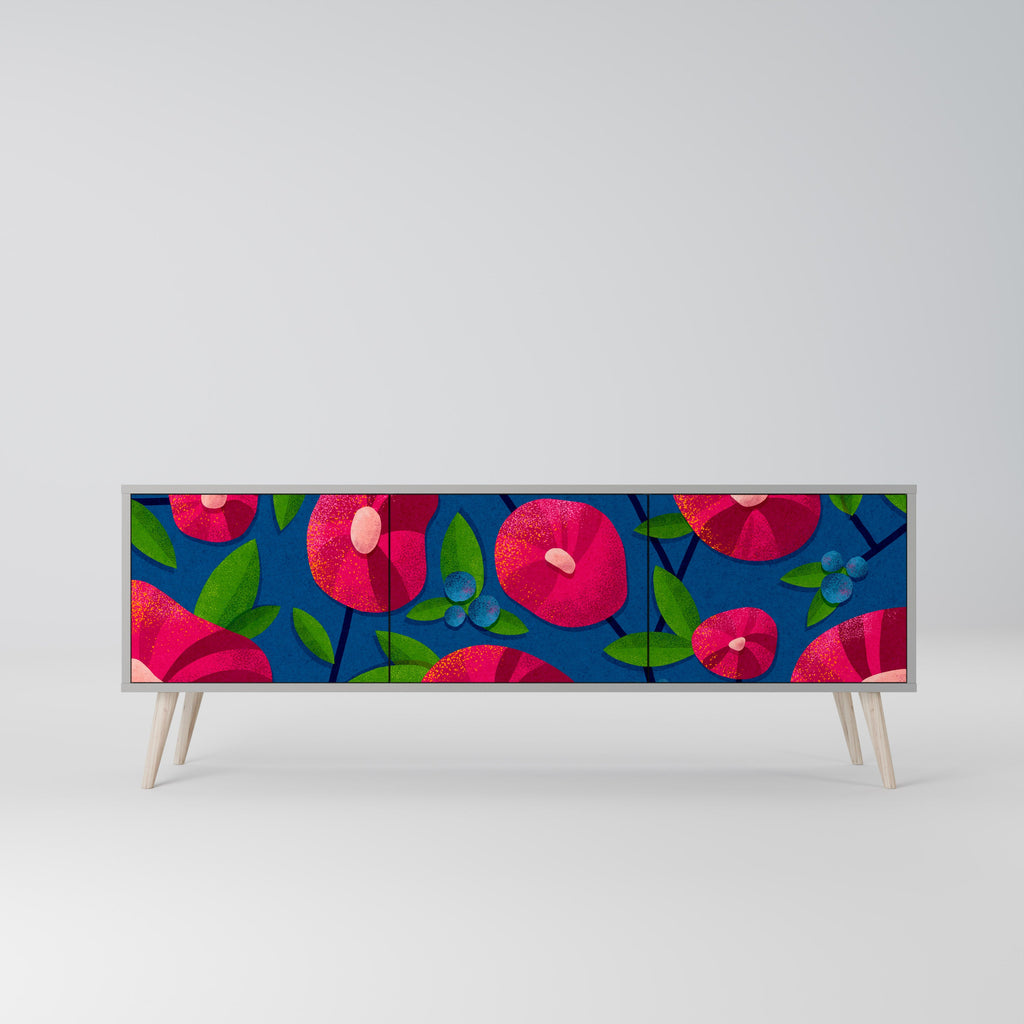 SPRING THOUGHTS 3-Door TV Stand in Grey Finish