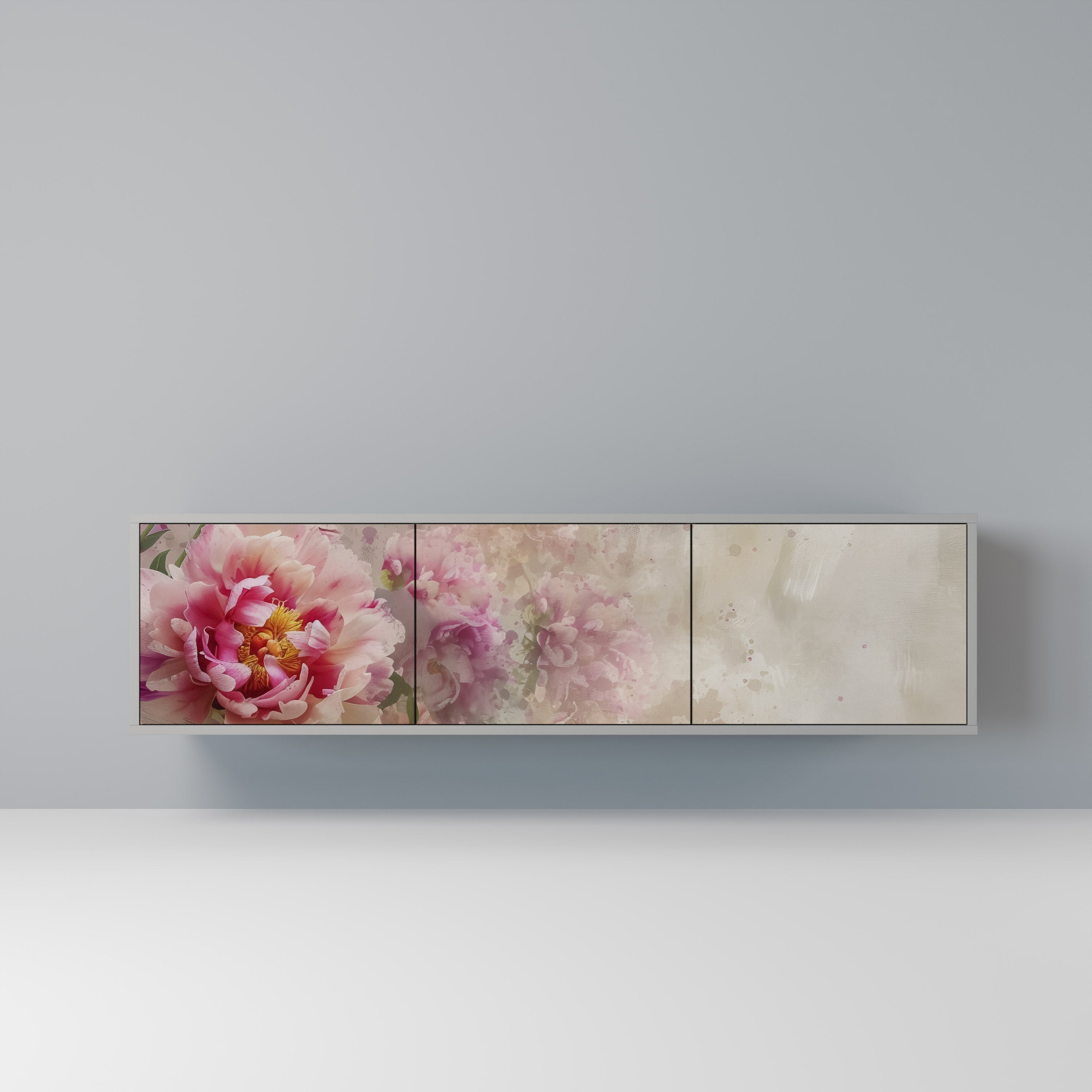 PEONY WHISPER Móvel de TV com 3 Portas em Acabamento Cinzento