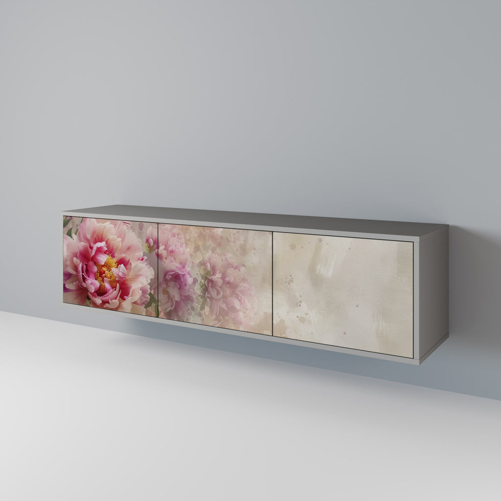 PEONY WHISPER 3-Door TV Stand in Grey Finish