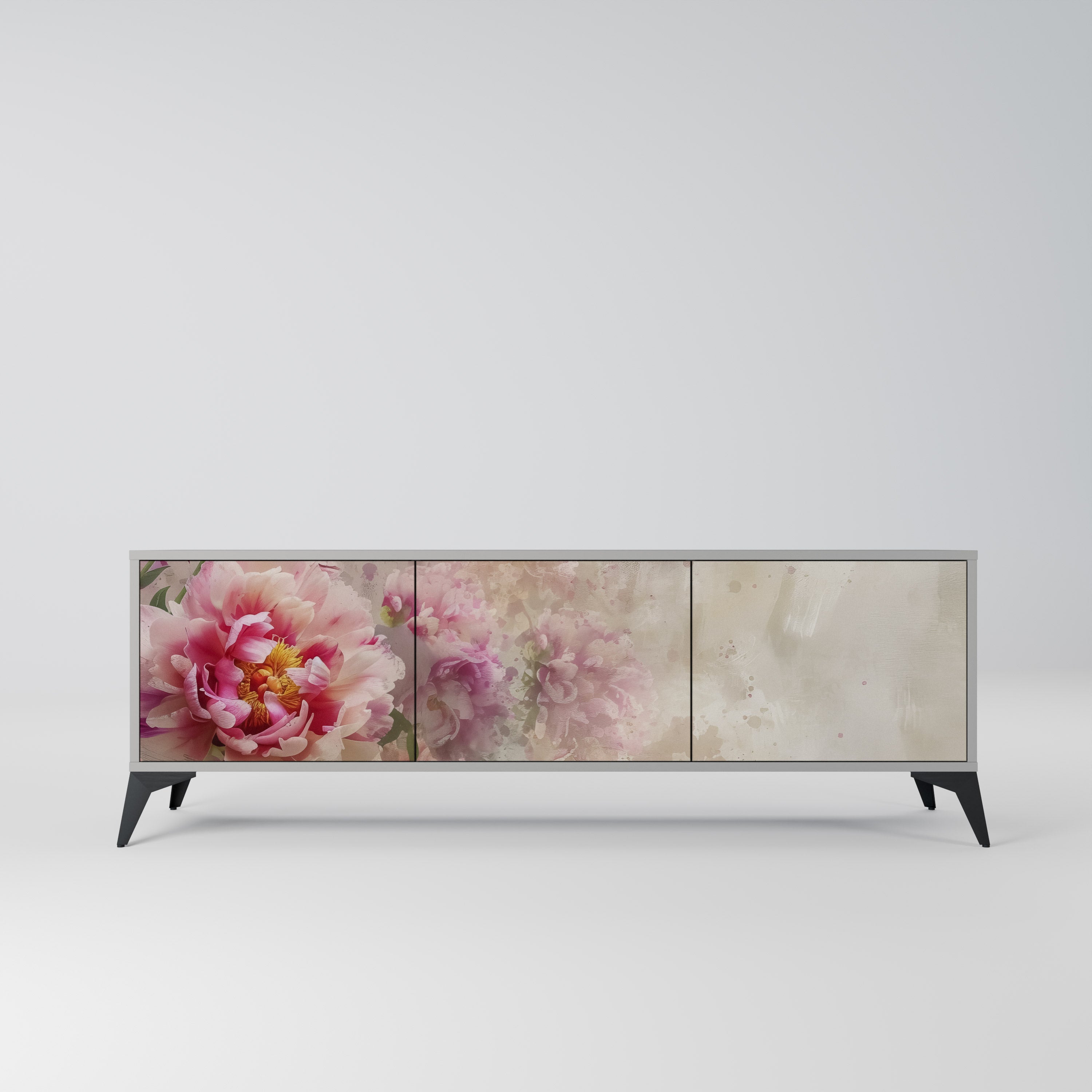 PEONY WHISPER Móvel de TV com 3 Portas em Acabamento Cinzento