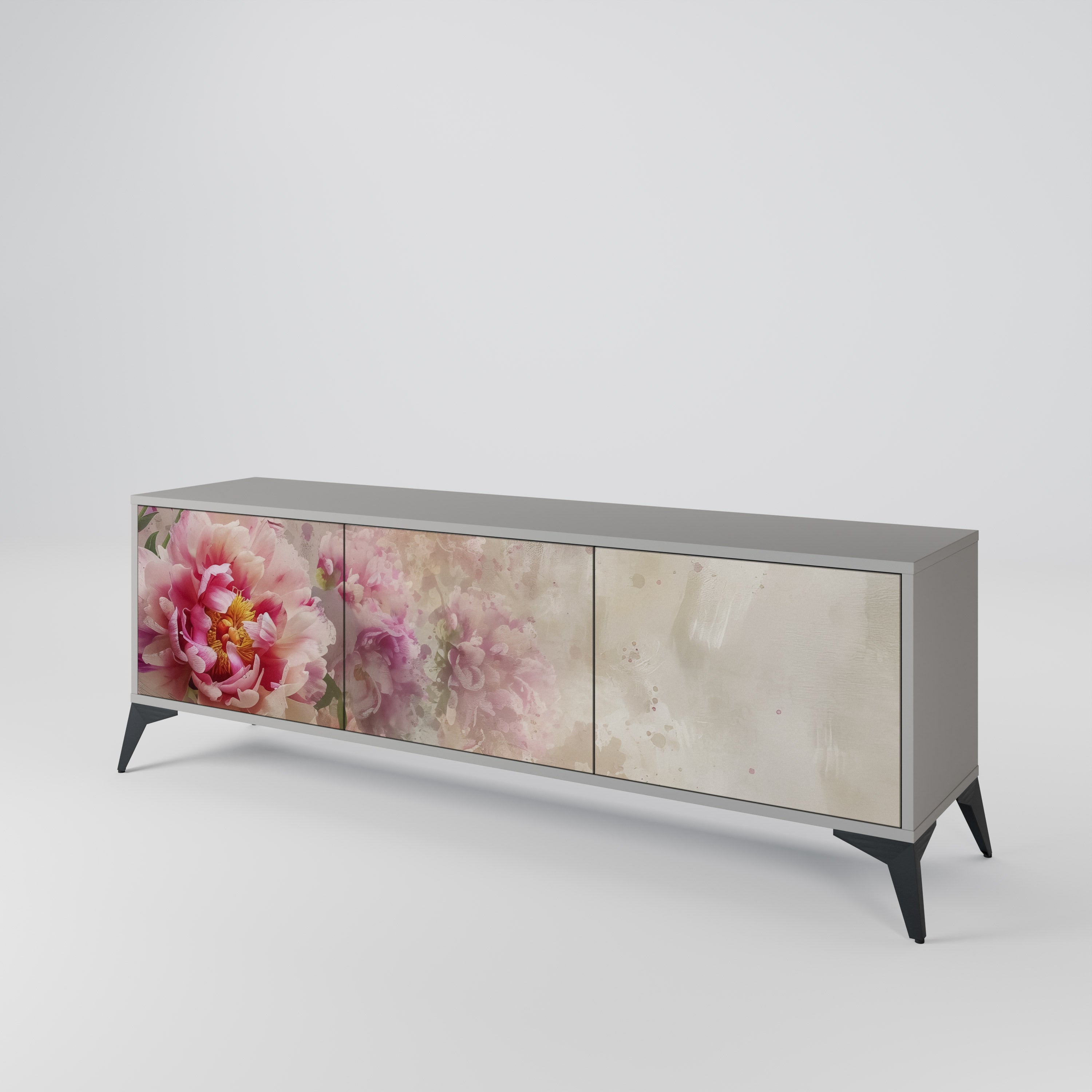 PEONY WHISPER Móvel de TV com 3 Portas em Acabamento Cinzento