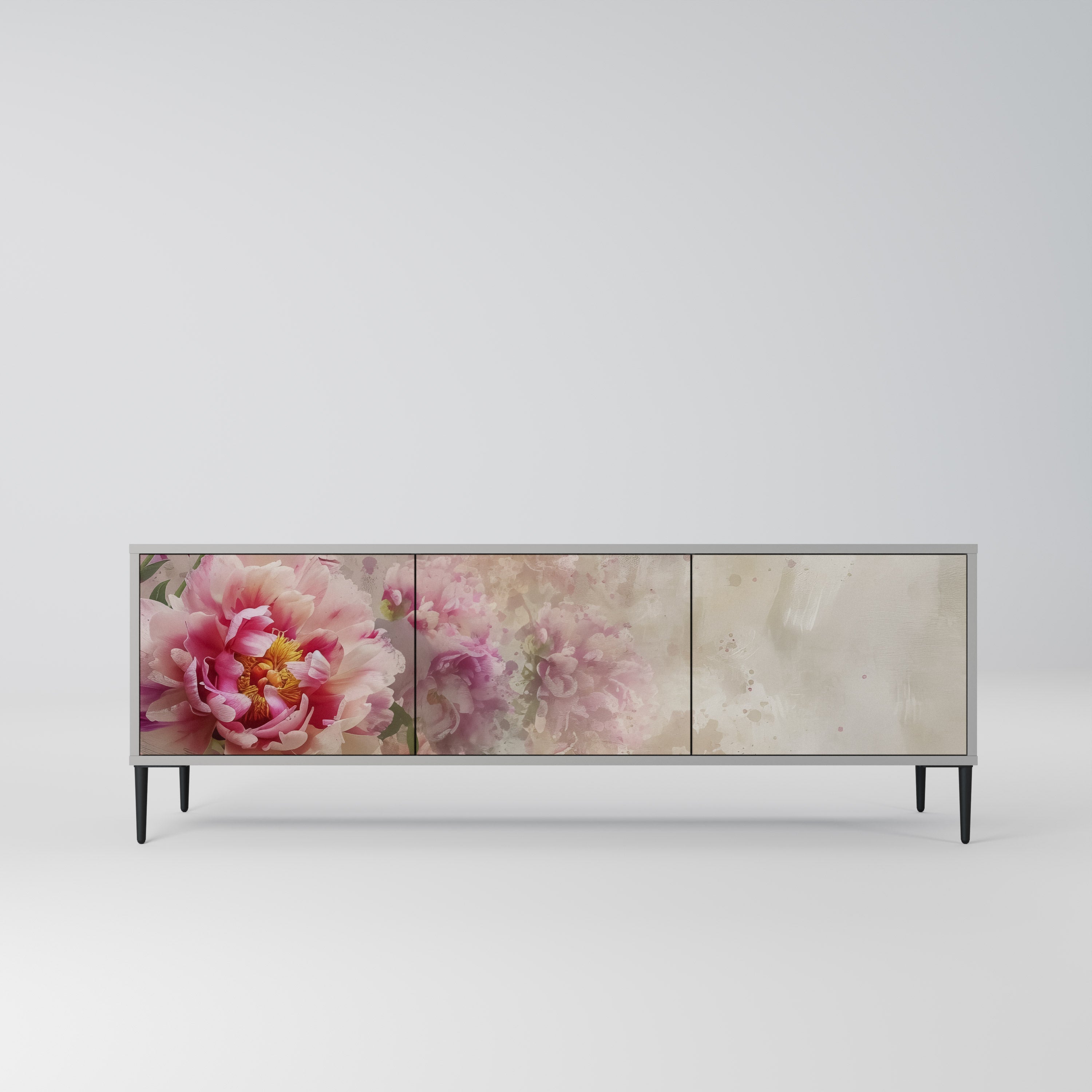 PEONY WHISPER Móvel de TV com 3 Portas em Acabamento Cinzento