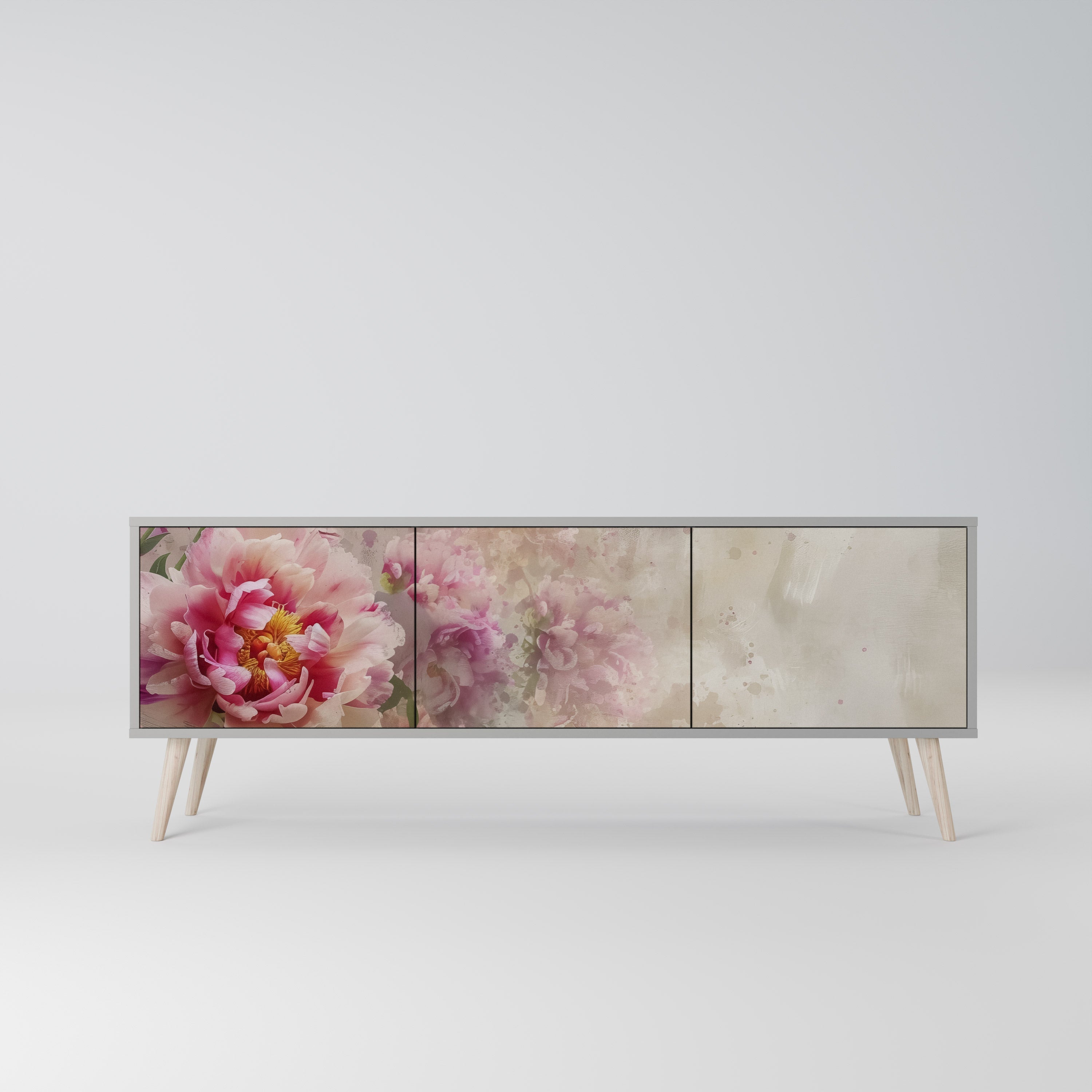 PEONY WHISPER Móvel de TV com 3 Portas em Acabamento Cinzento