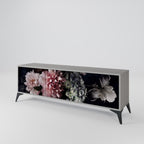 PURE BLOSSOM Móvel de TV com 3 Portas em Acabamento Cinzento