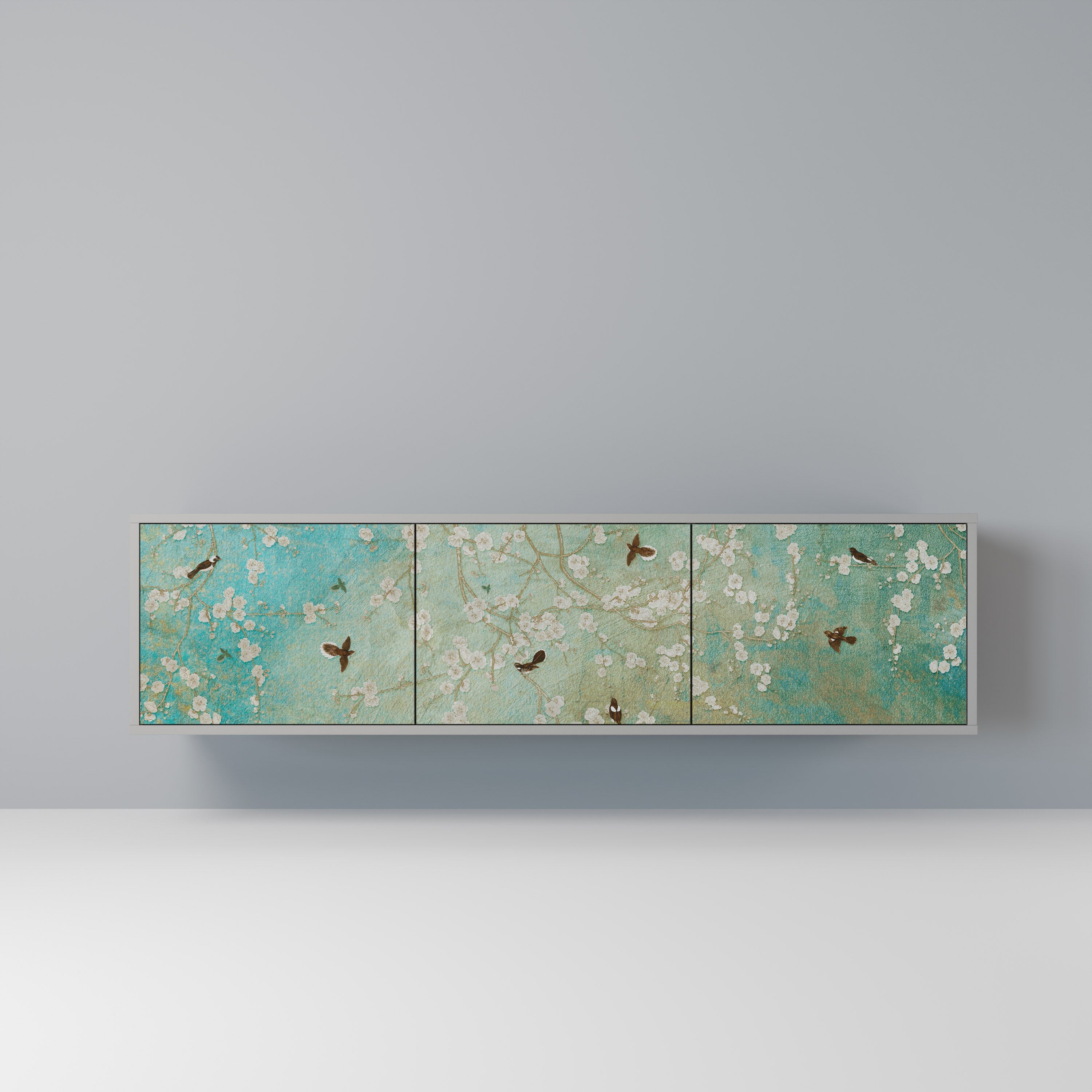 BLOOMING CHARM Móvel de TV com 3 Portas em Acabamento Cinzento